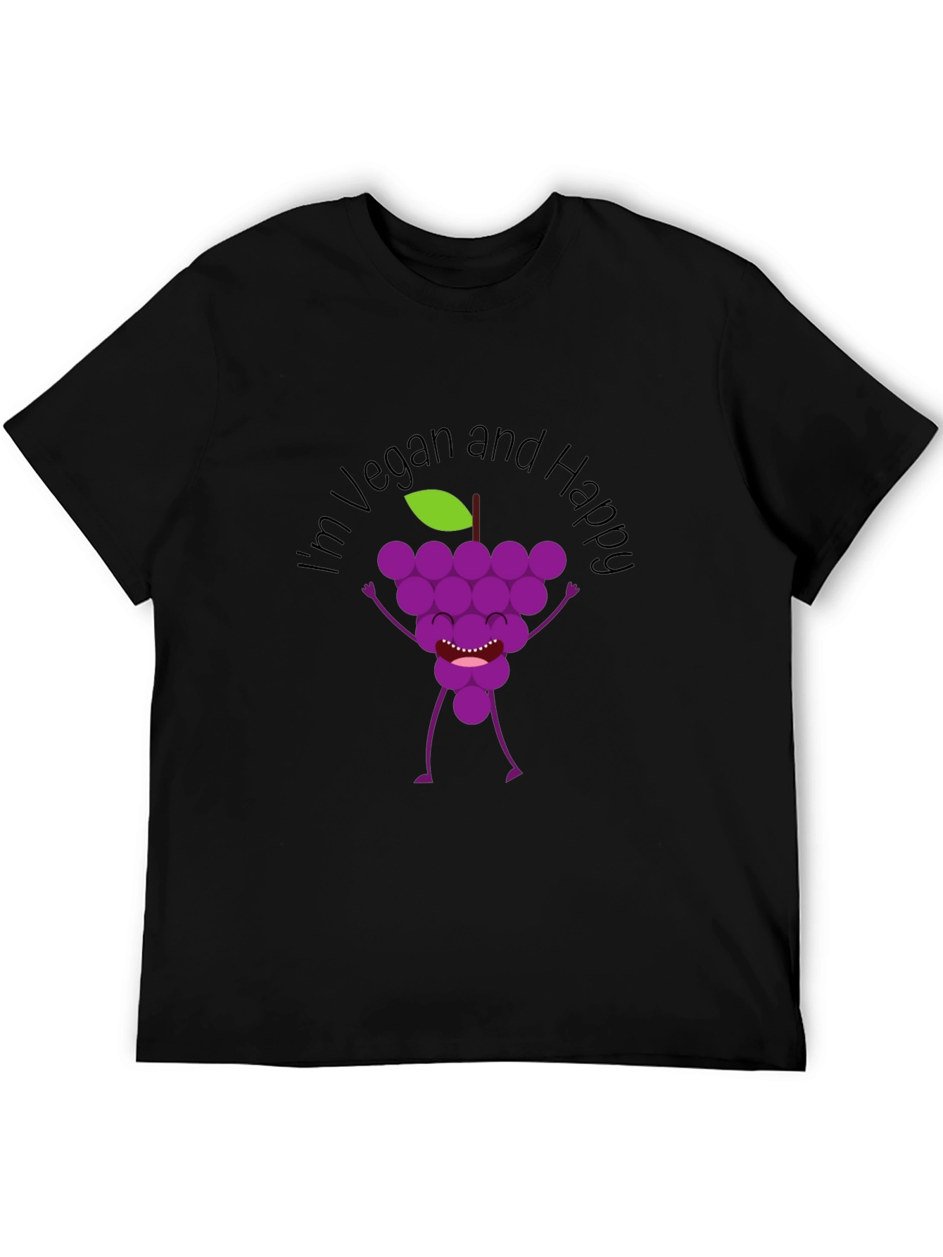 Black Vegan and Happy Grape Graphic T-Shirt - Unisex view 5