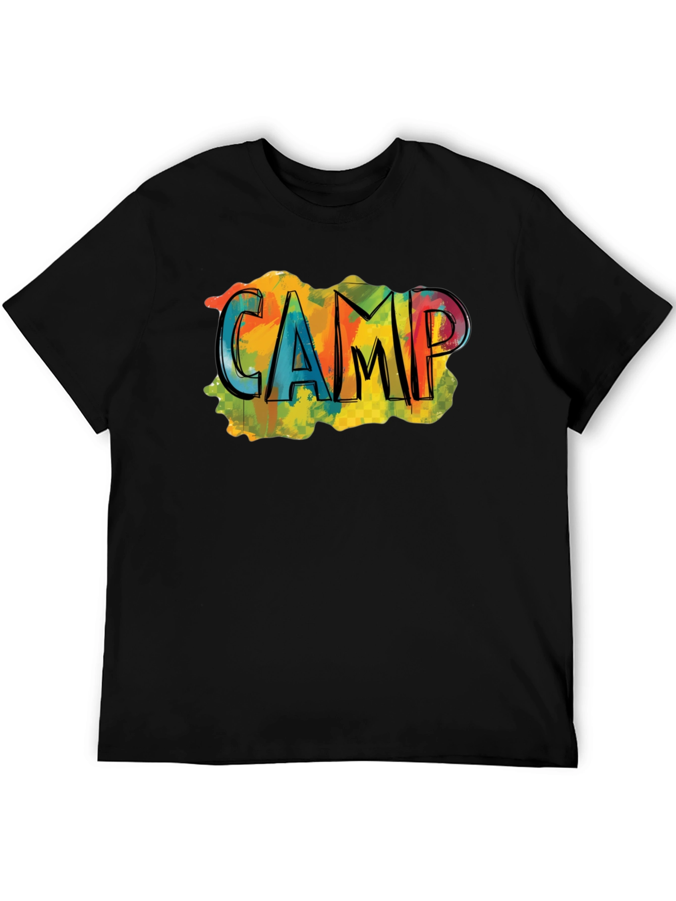 Black Colorful "CAMP" Graphic Black T-Shirt view 5