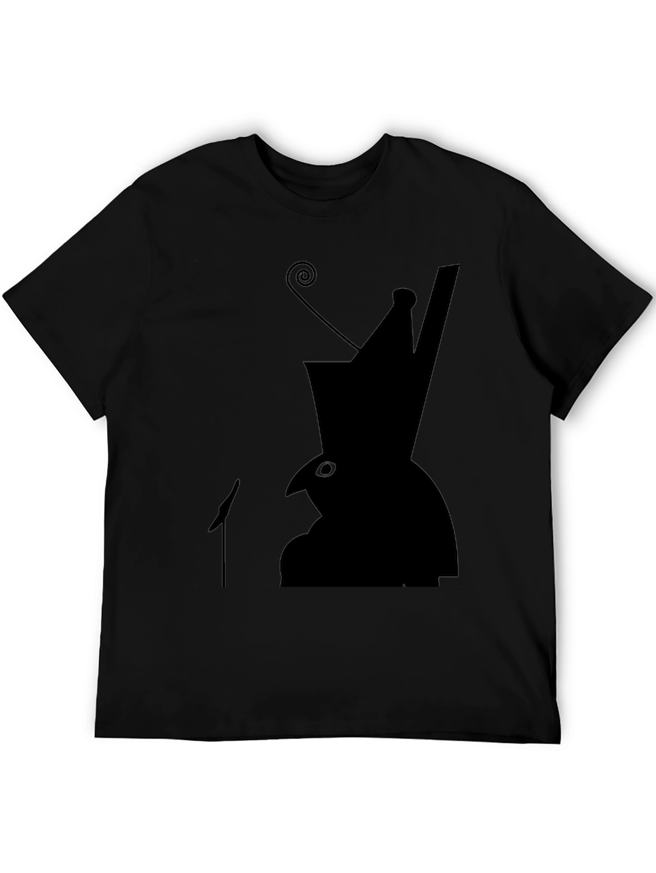 Black Silhouette Hat Bird T-Shirt view 5