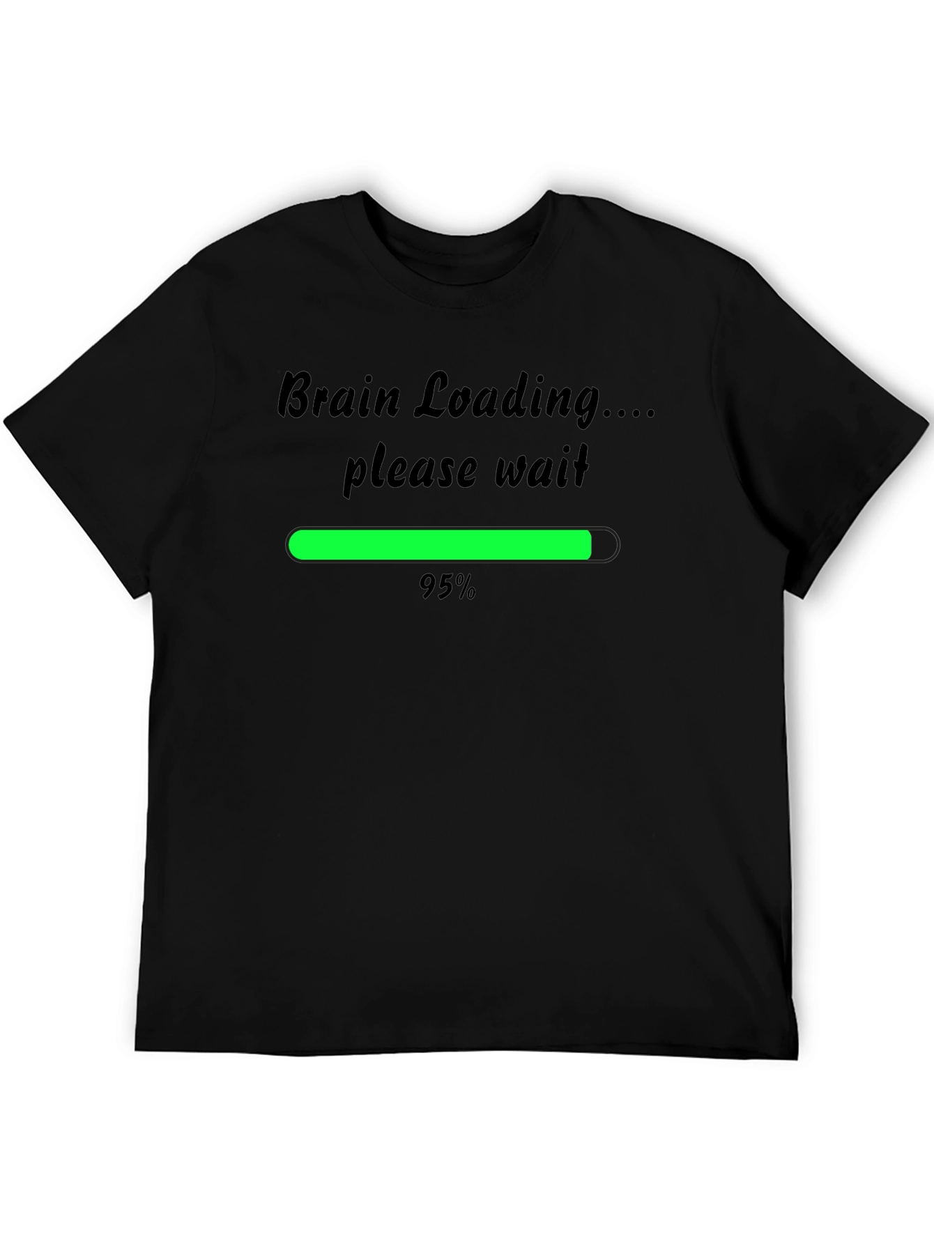 Black Brain Loading Funny Men's T-Shirt - Black view 5