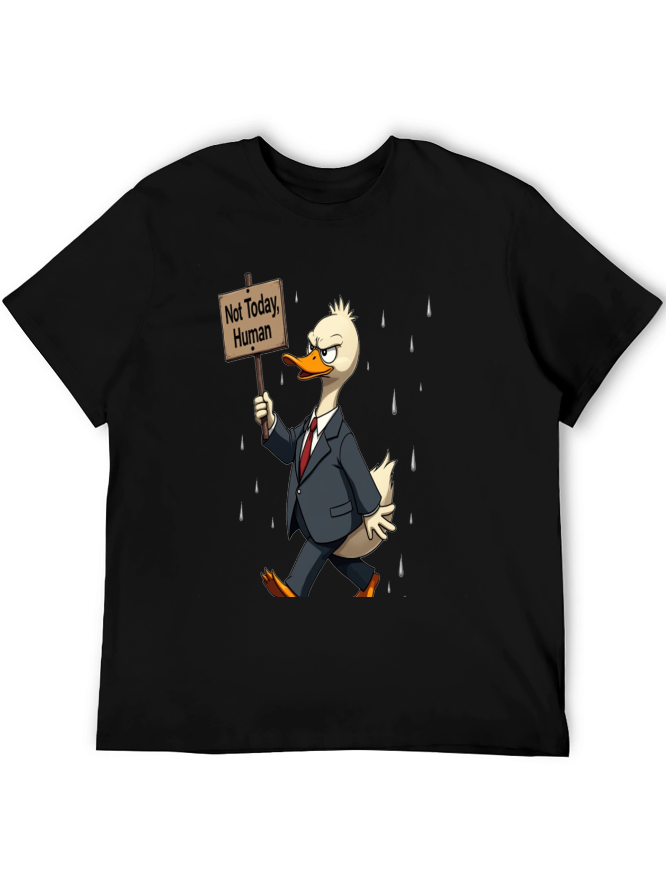 Black Not Today Human T-Shirt - Funny Duck Protest view 5