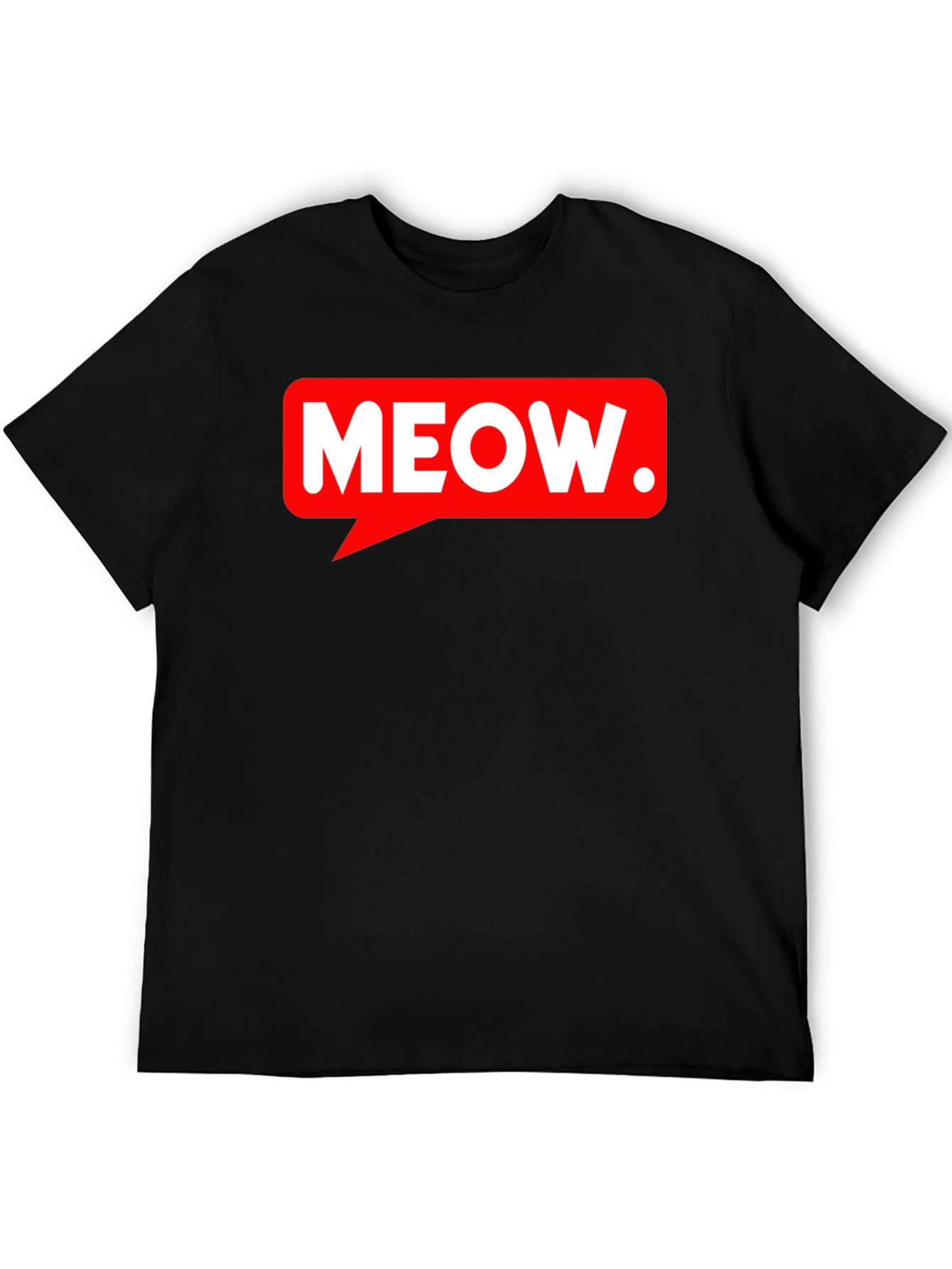 Black Meow Speech Bubble Black T-Shirt view 5