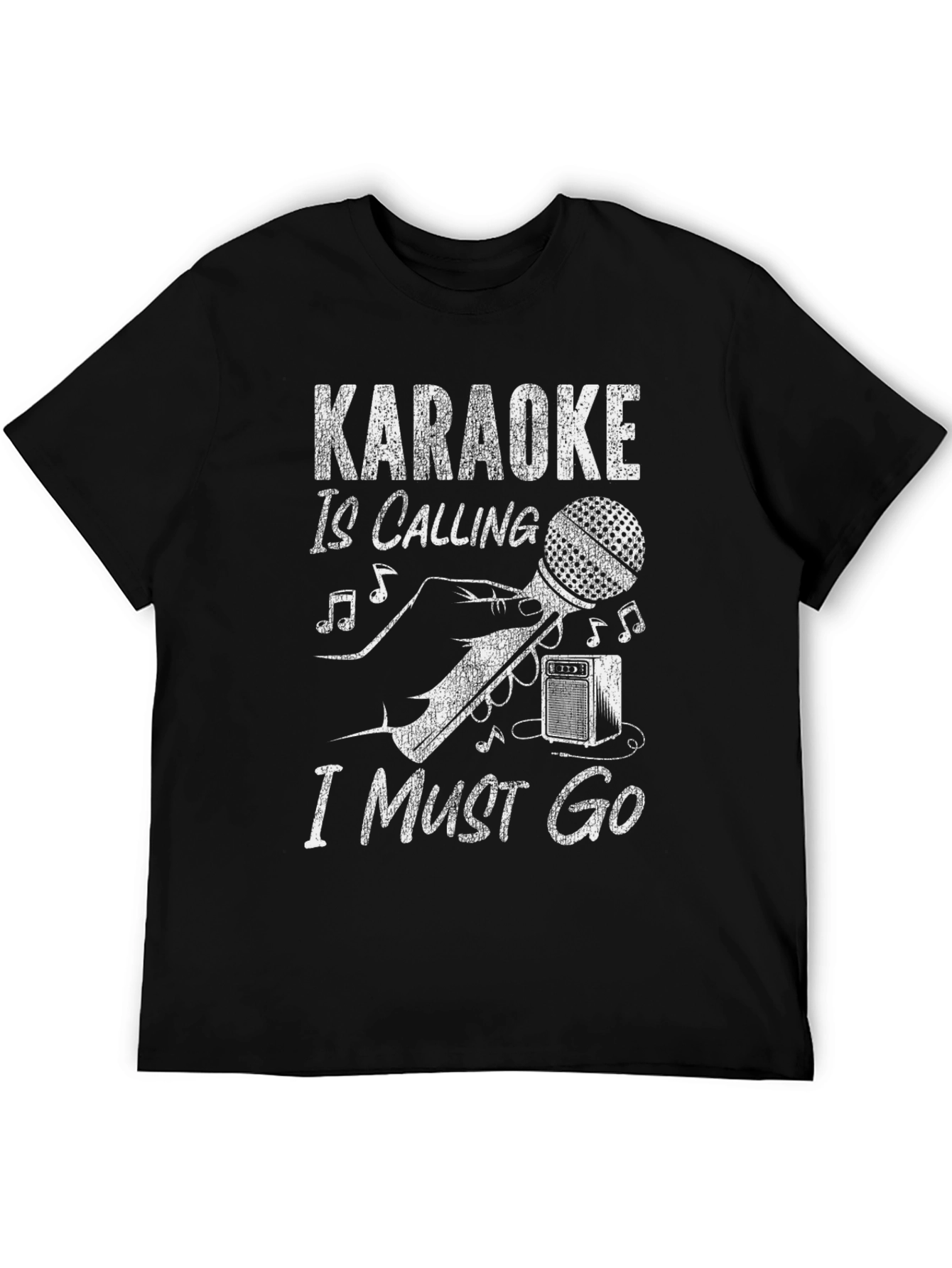Black Karaoke Calling T-Shirt: Music Lover's Graphic Tee view 5