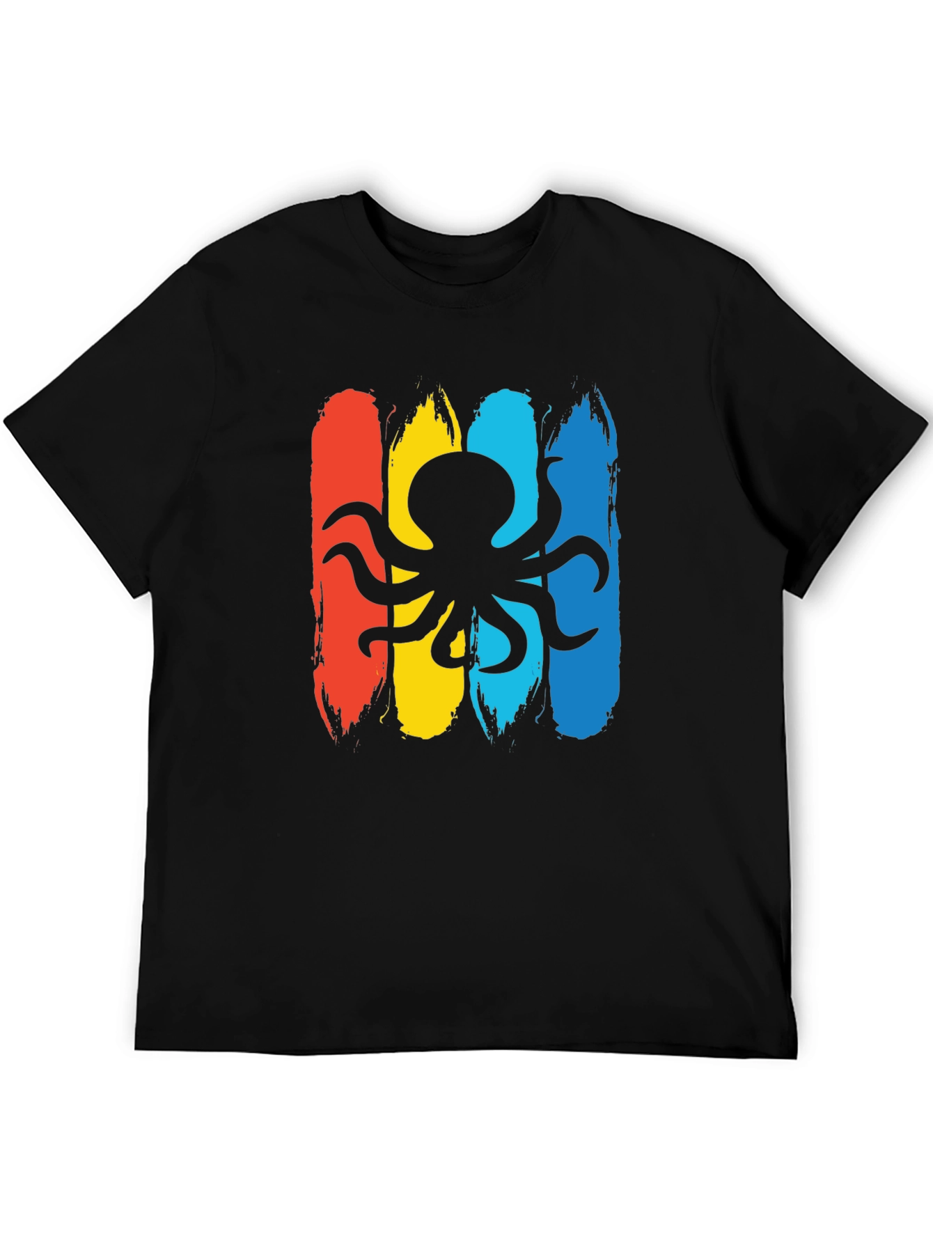 Black Octopus Graphic Men's Black T-Shirt view 5