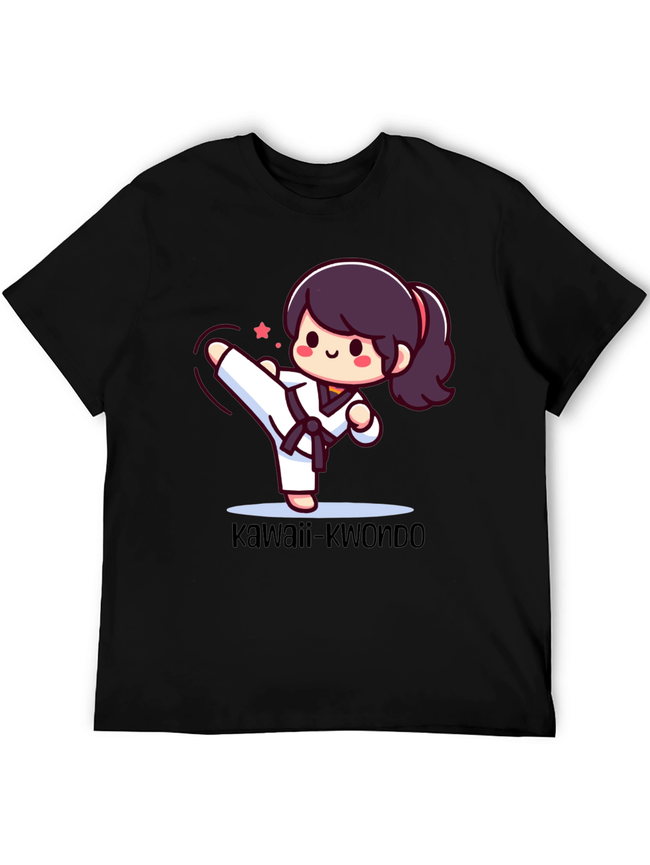 Black Kawaii Kwondo Black T-Shirt view 5