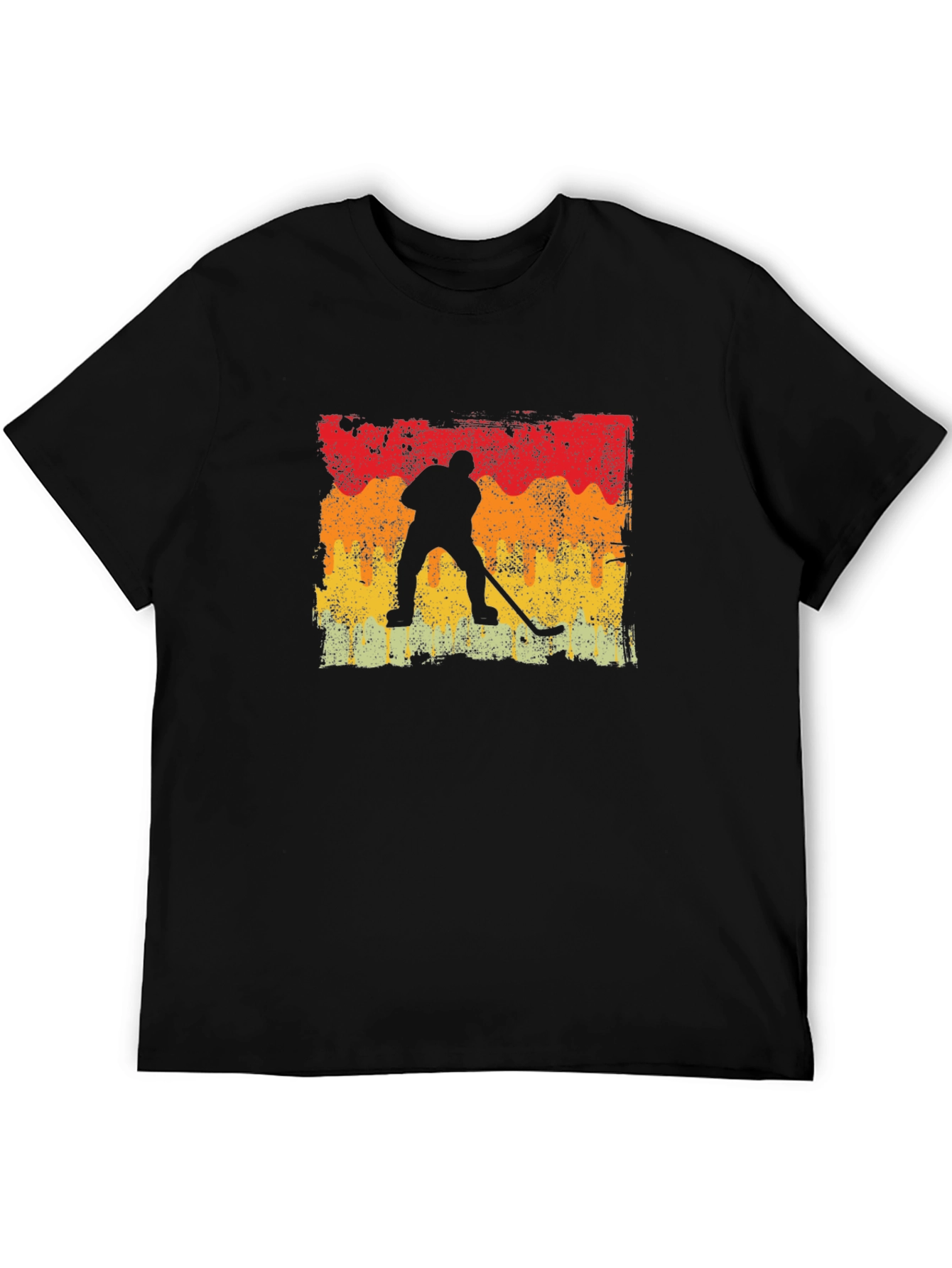 Black Retro Hockey Player Graphic T-Shirt view 5