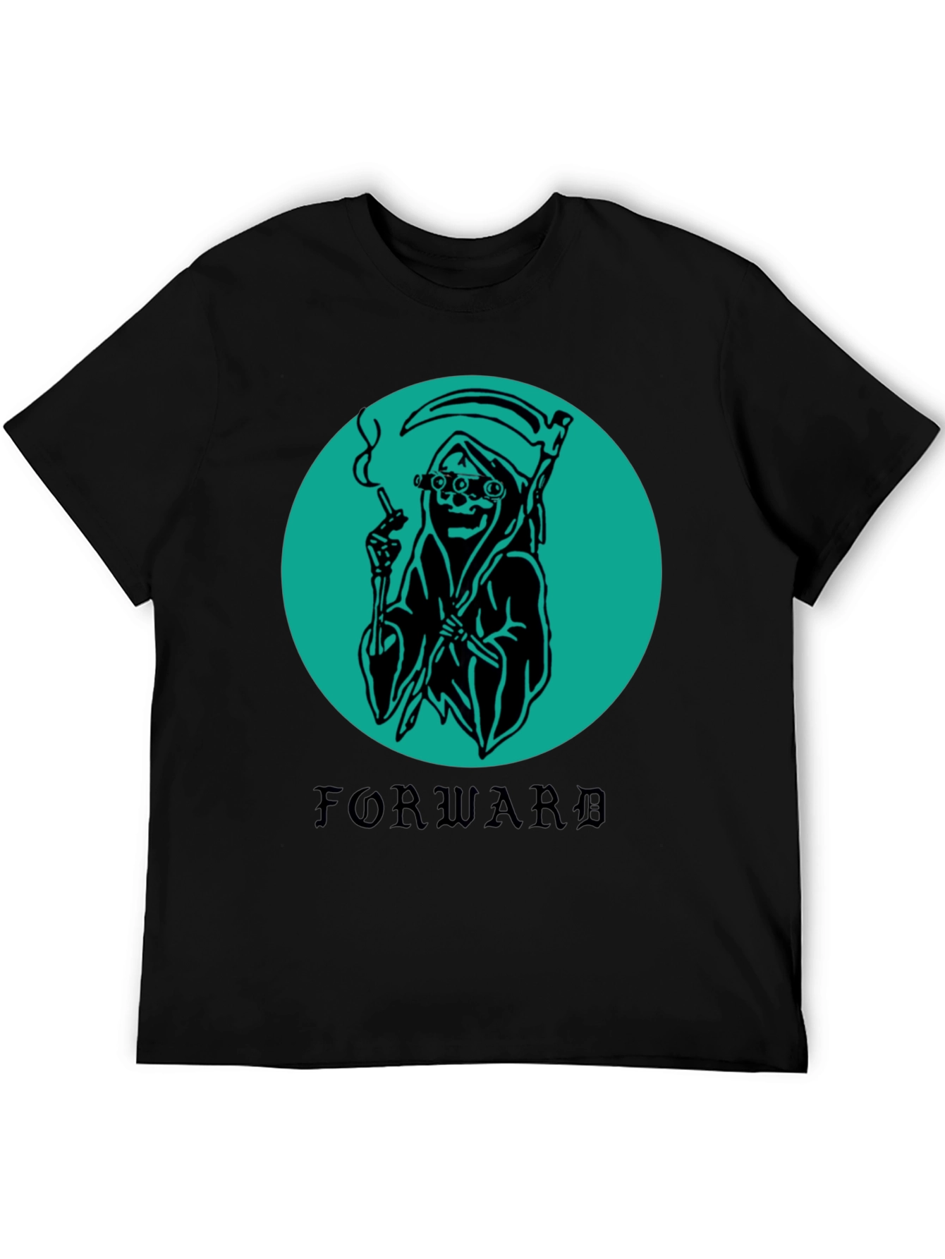 Black Smoking Grim Reaper Graphic T-Shirt view 5