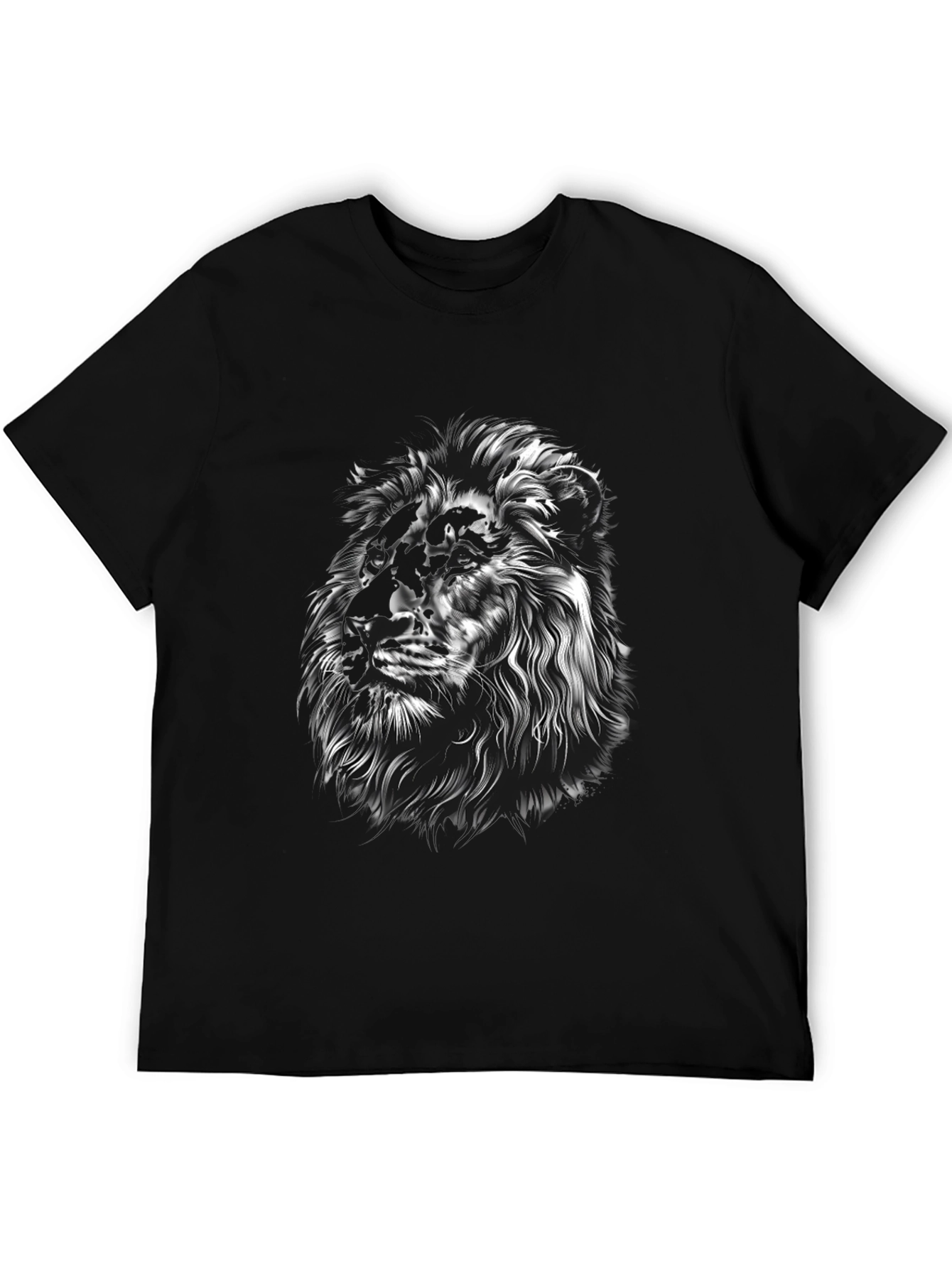 Black Lion Graphic Tee - Black Crew Neck T-Shirt view 5