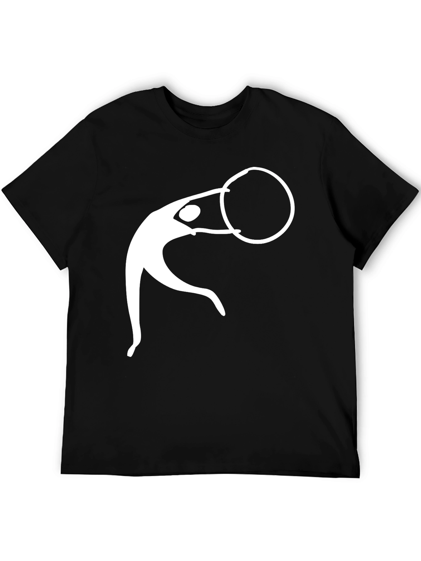 Black Man's Black T-Shirt With White Graphic Design view 5