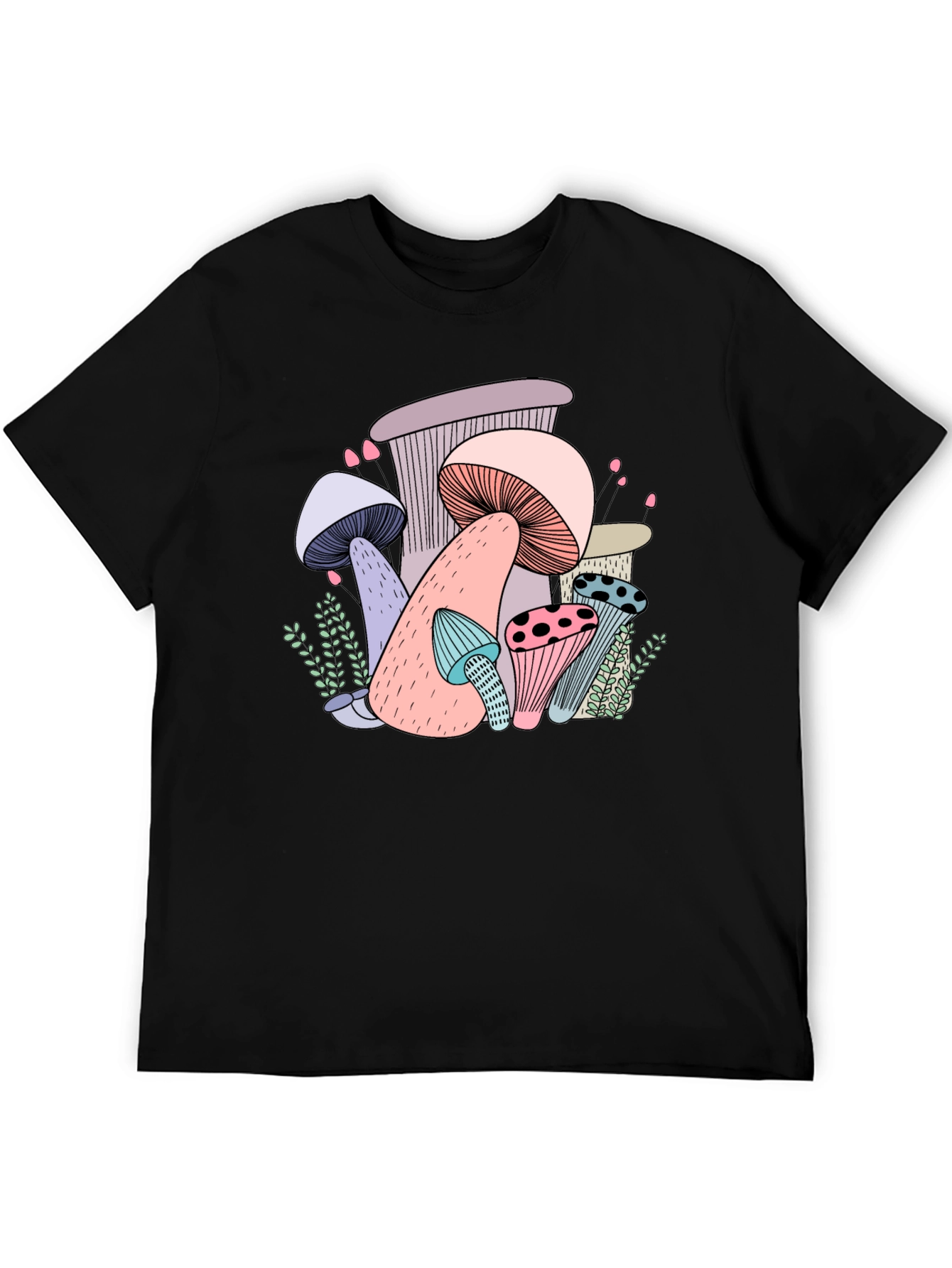 Black Mushroom Graphic Black T-Shirt view 5