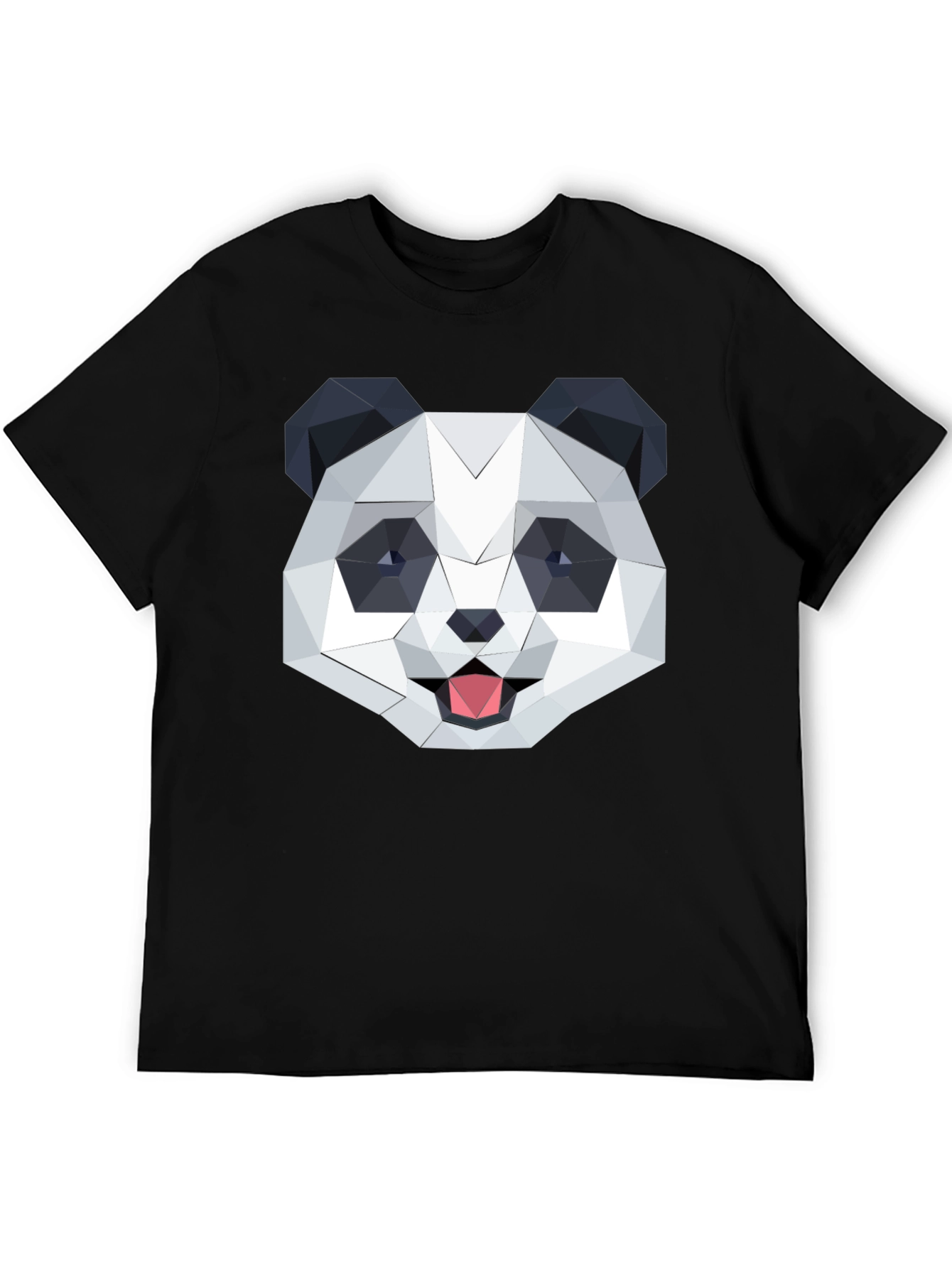 Black Geometric Panda Graphic Black T-Shirt view 5