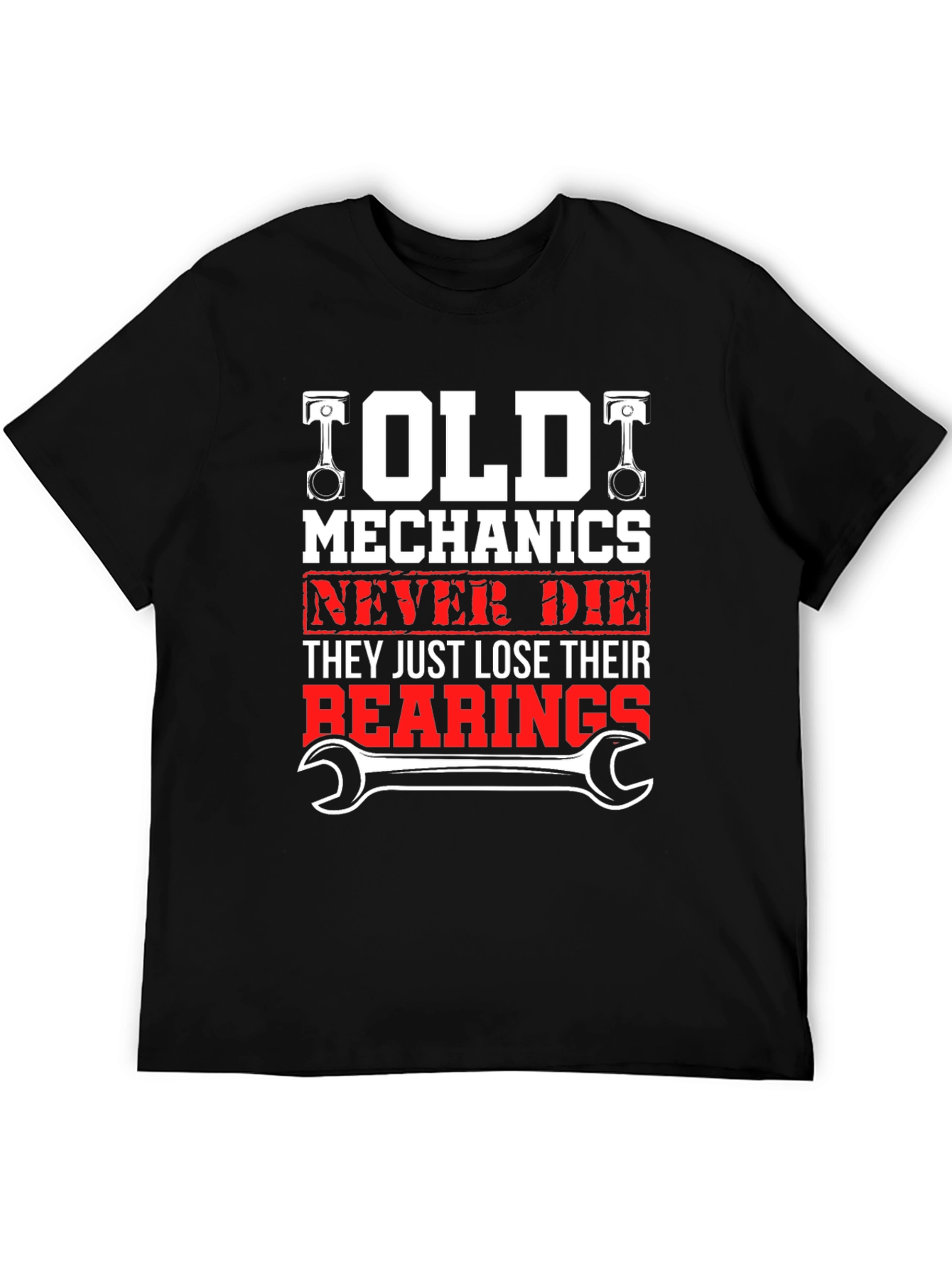 Black Old Mechanics T-Shirt - Never Die, Lose Bearings view 5
