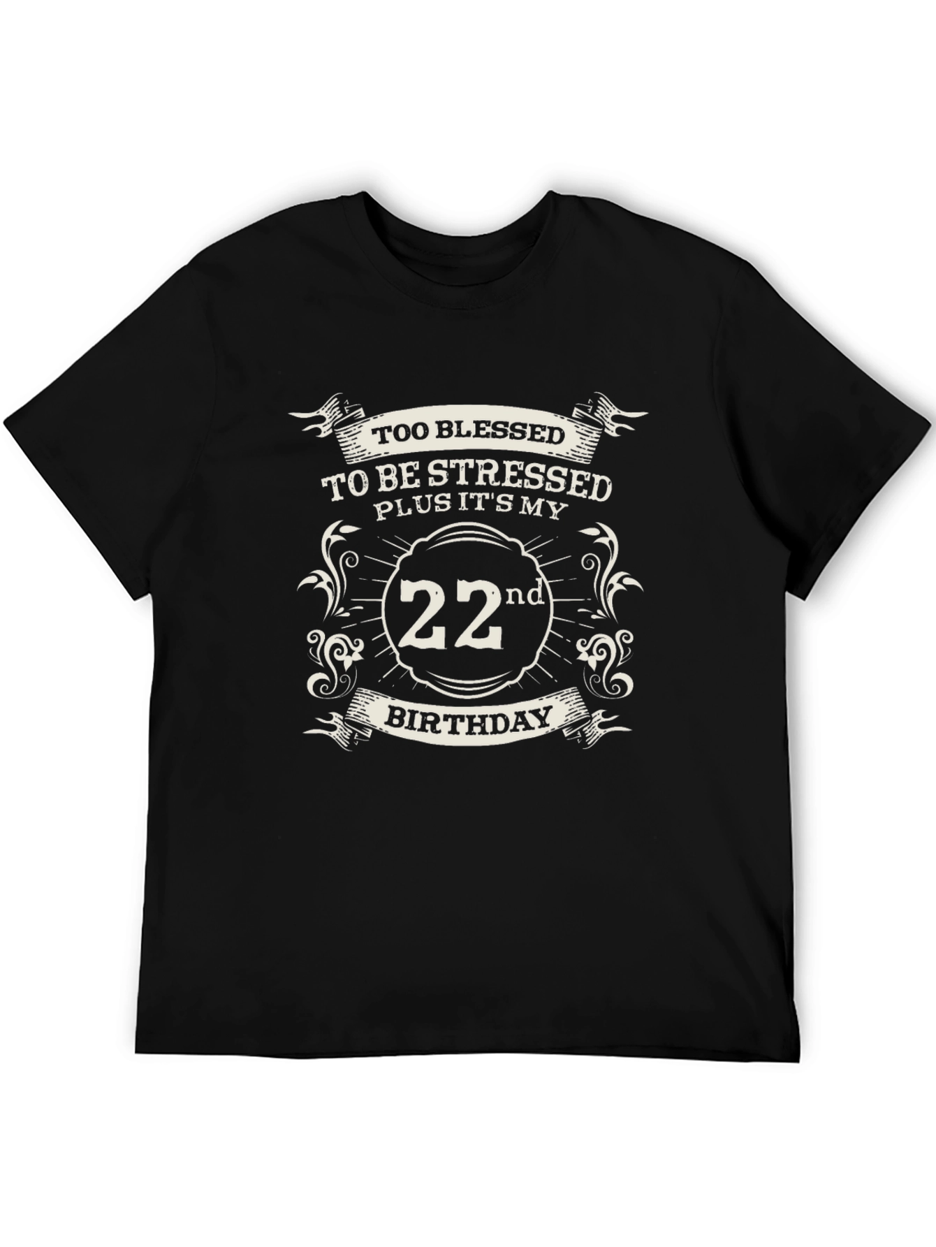 Black Too Blessed 22nd Birthday Black T-Shirt view 5
