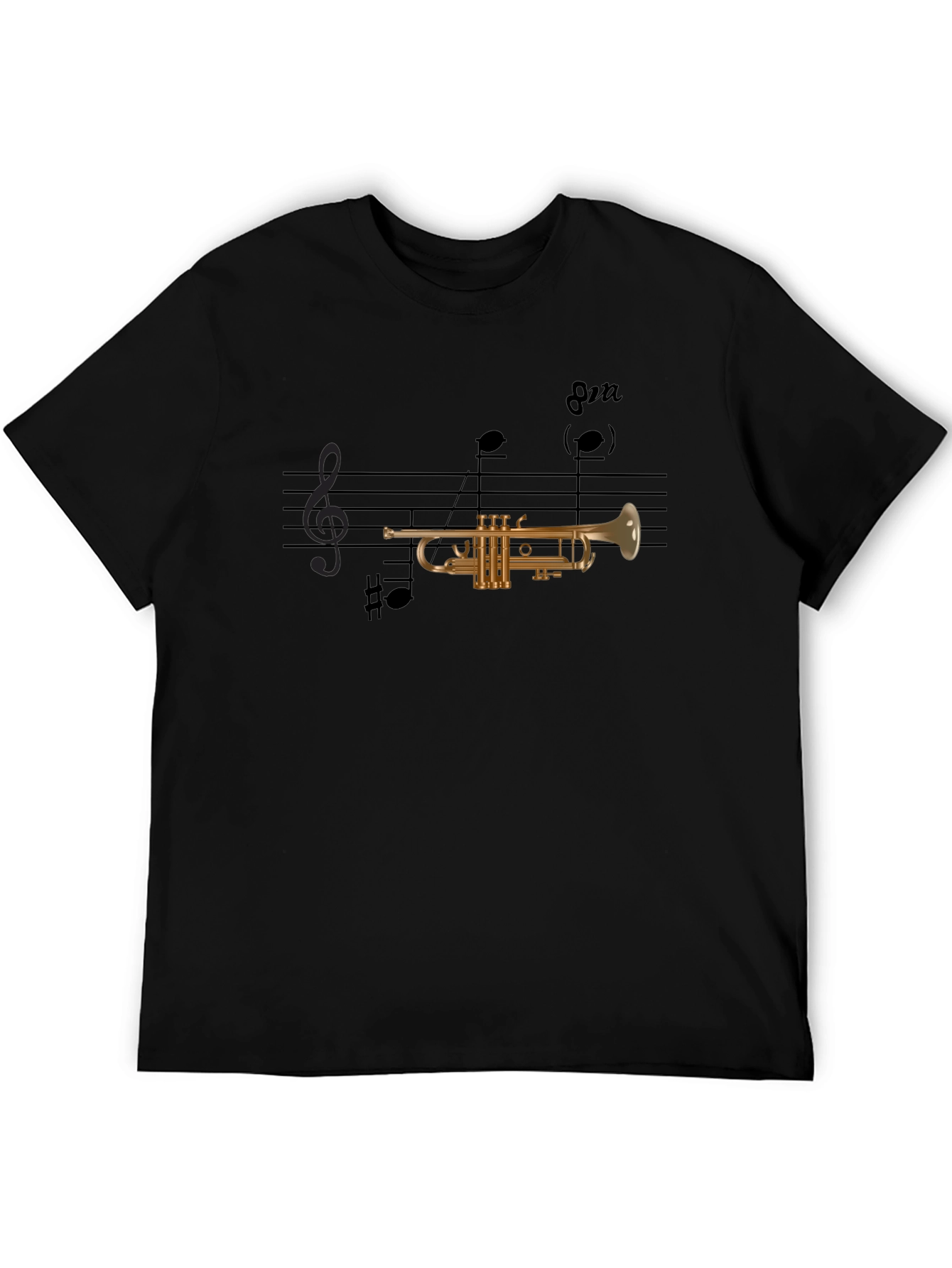 Black Musical Trumpet Graphic T-Shirt - Black view 5