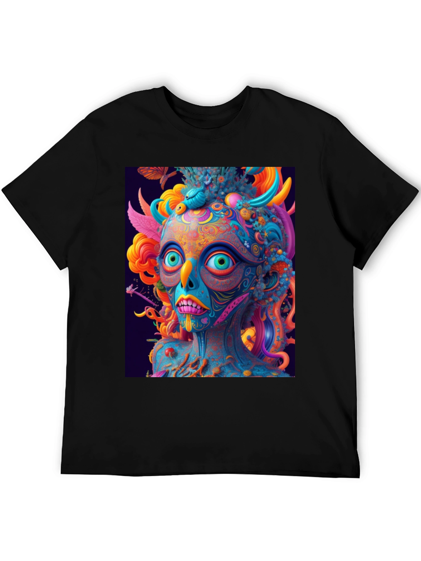 Black Psychedelic Art T-Shirt - Vivid Graphic Tee view 5