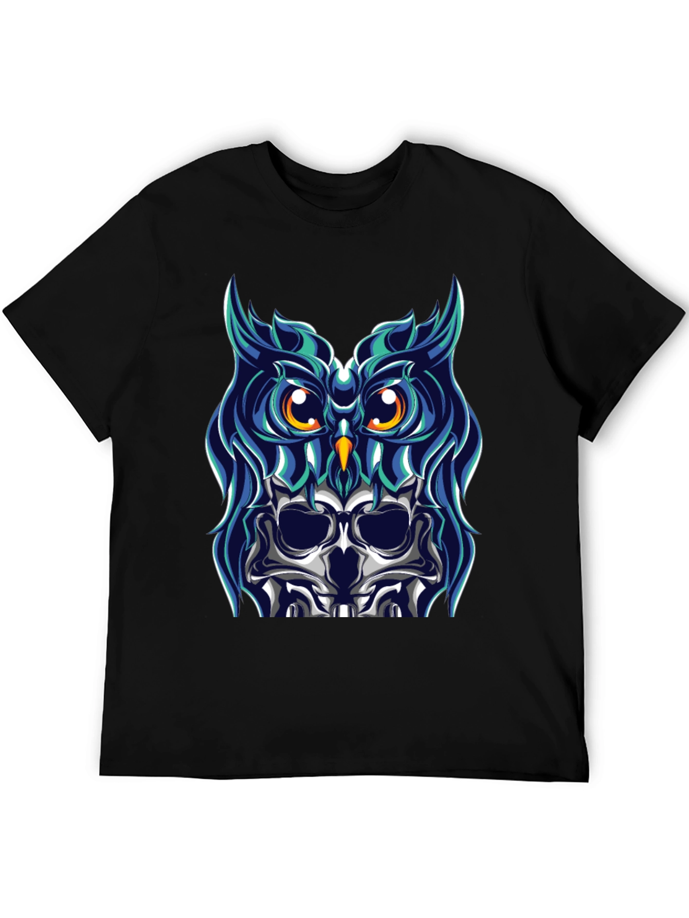 Black Owl Skull Graphic Tee - Unique Design view 5