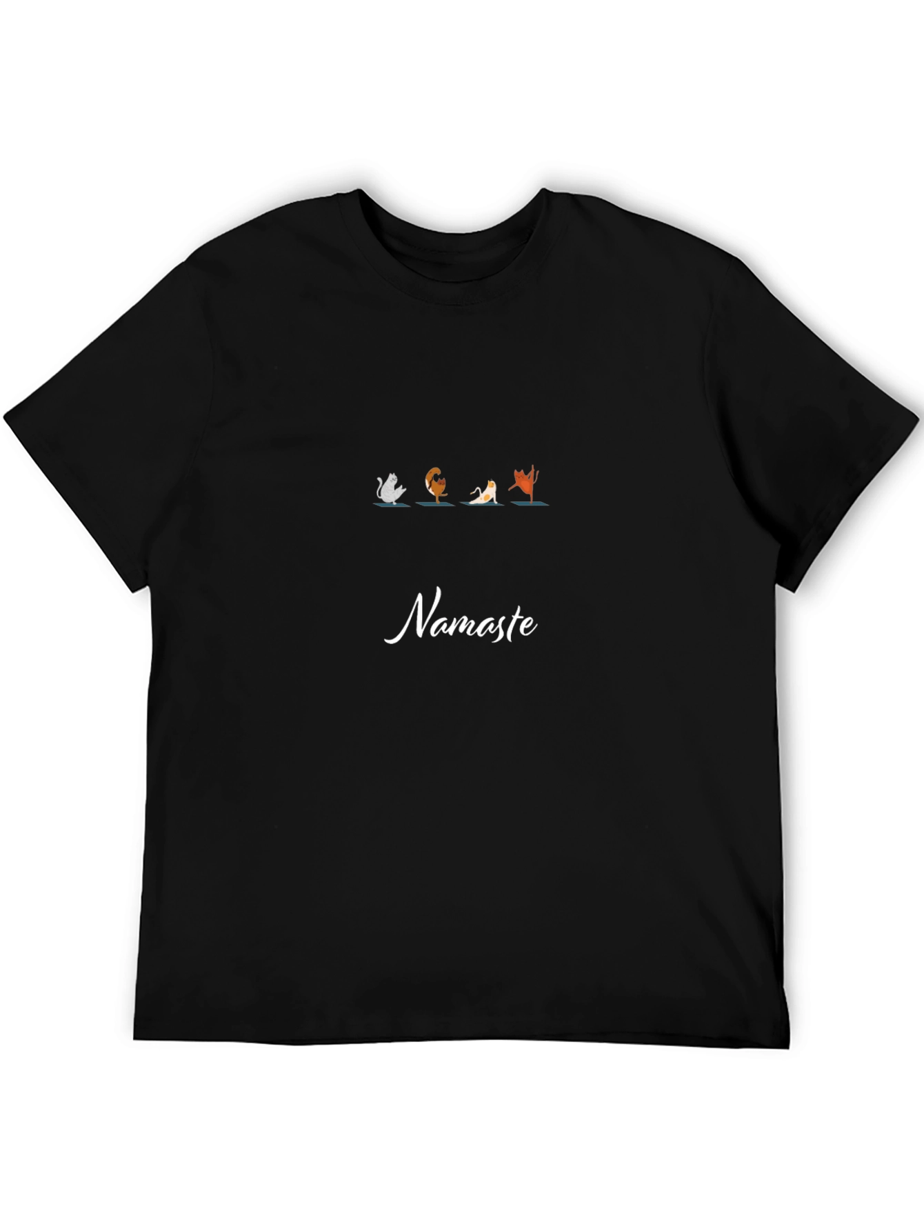 Black Yoga Cats Namaste Black T-Shirt view 5