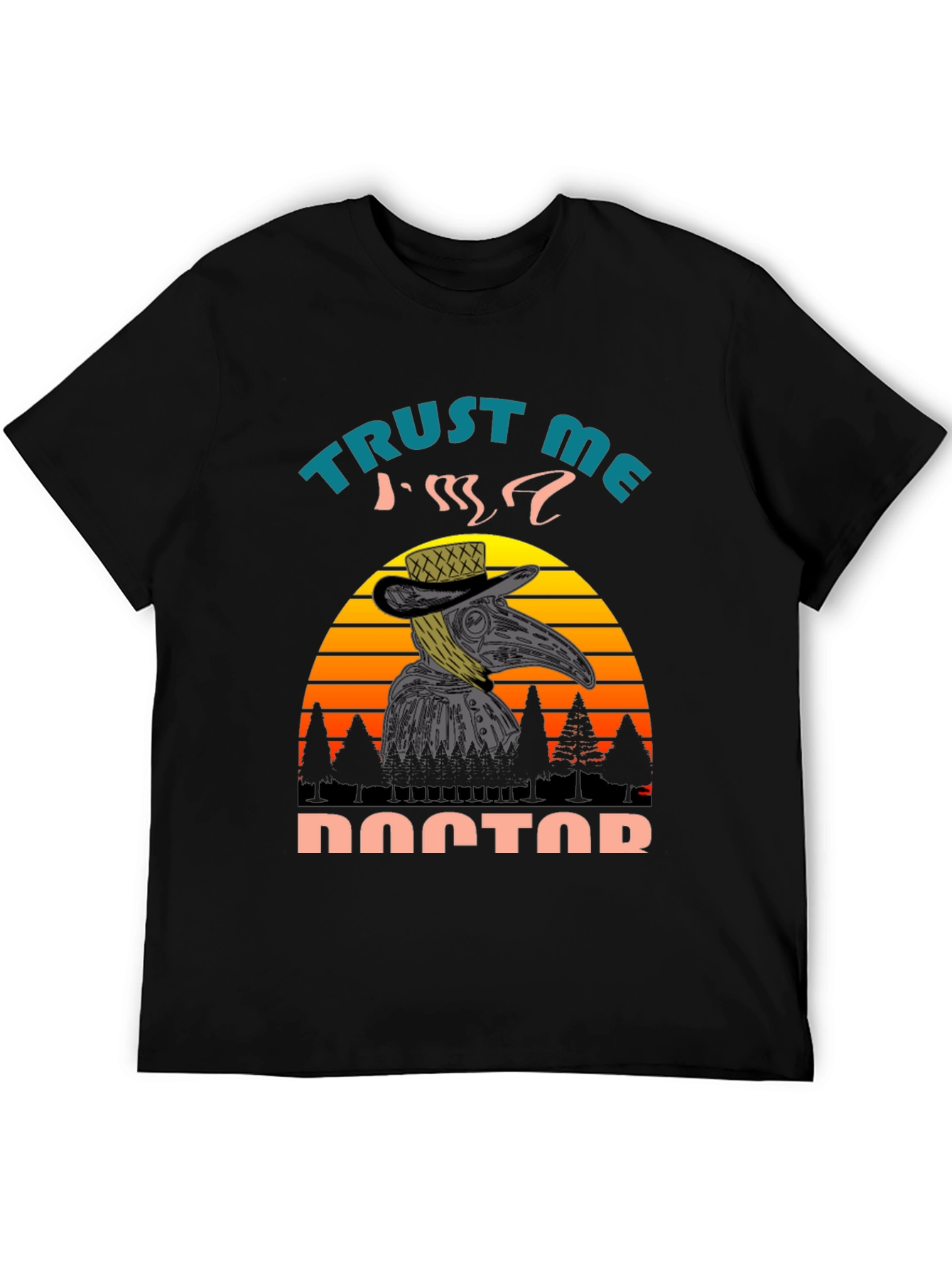 Black Trust Me I'm A Doctor Plague T-Shirt Retro Sunset view 5