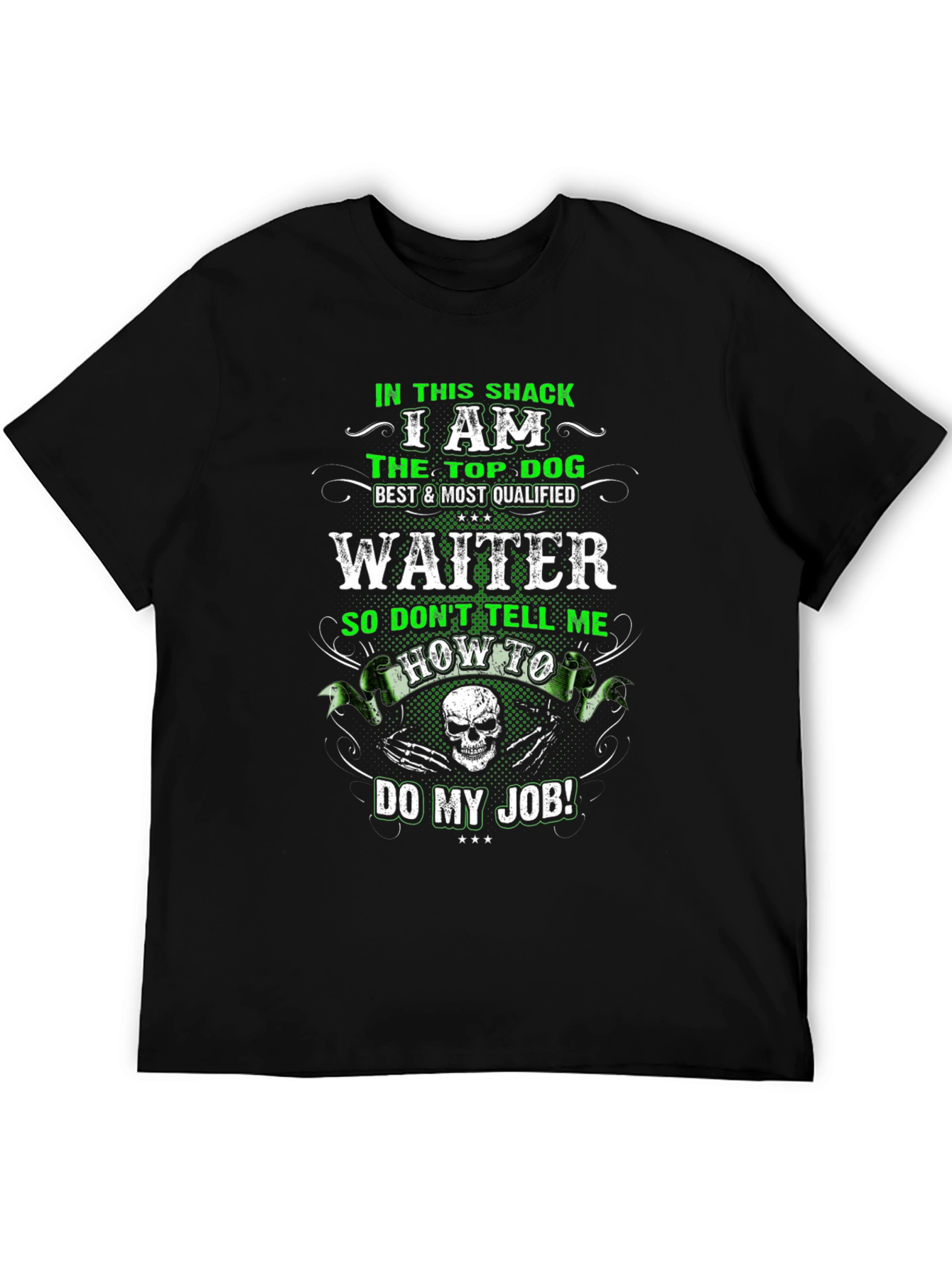 Black Waiter T-Shirt: Top Dog Design view 5
