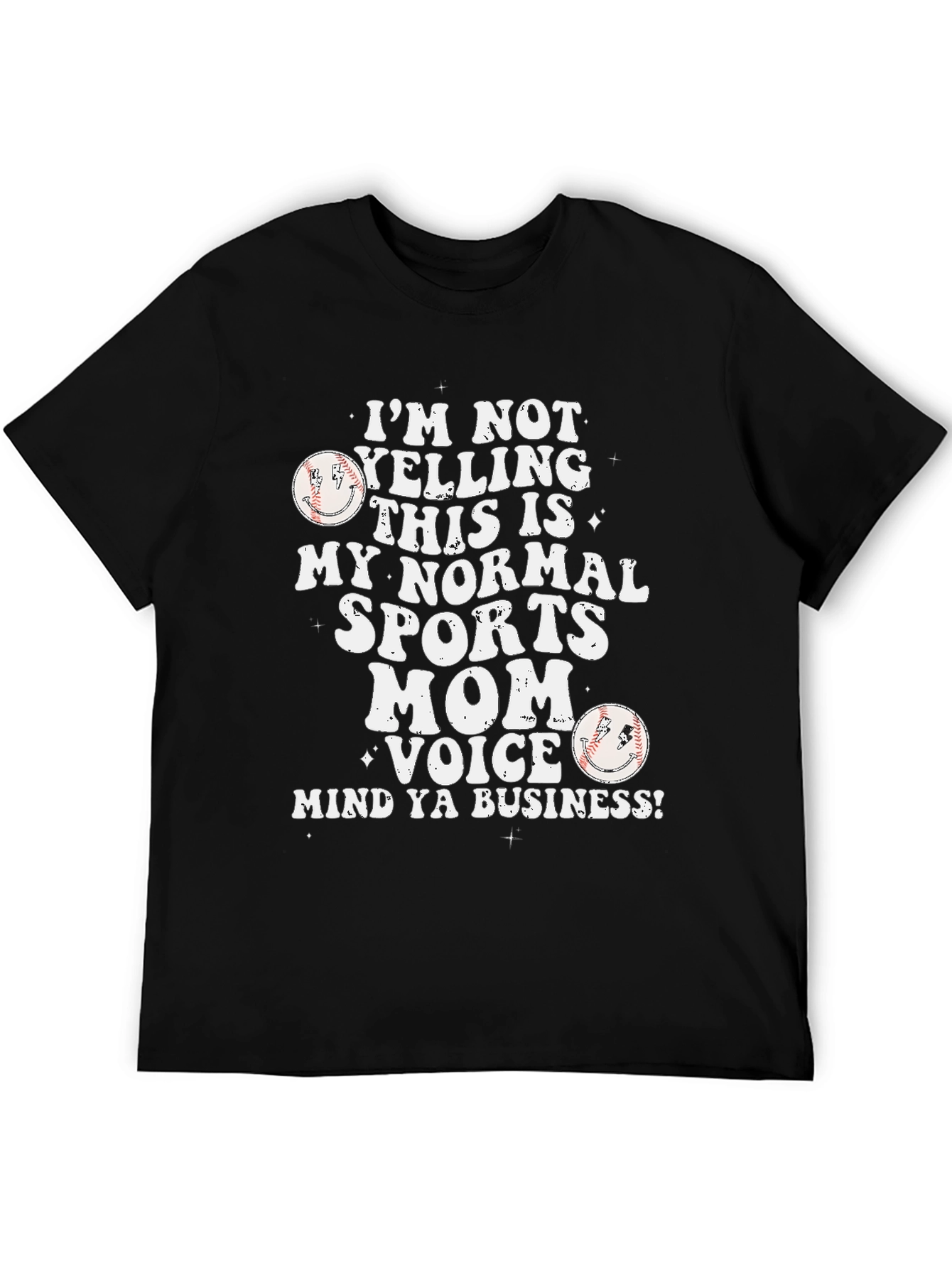 Black Sports Mom T-Shirt - I'm Not Yelling Baseball view 5