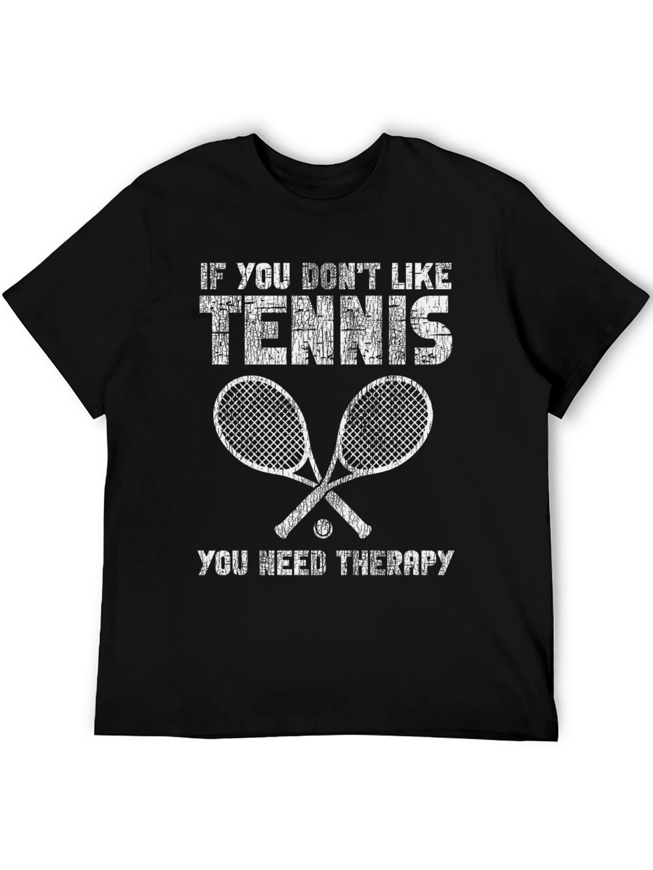 Black Funny Tennis Therapy T-Shirt view 5