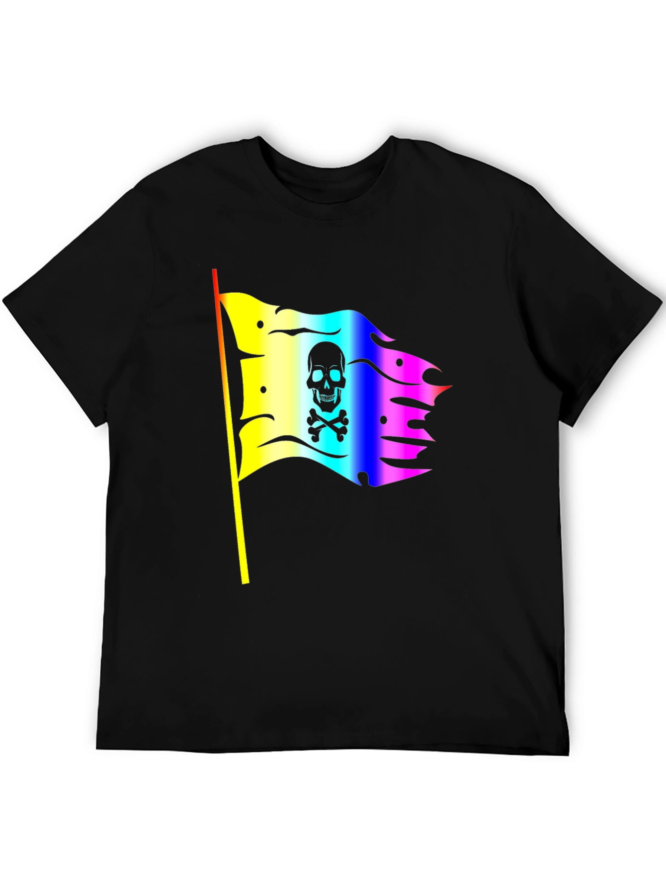 Black Rainbow Pirate Flag Skull Graphic T-Shirt view 5