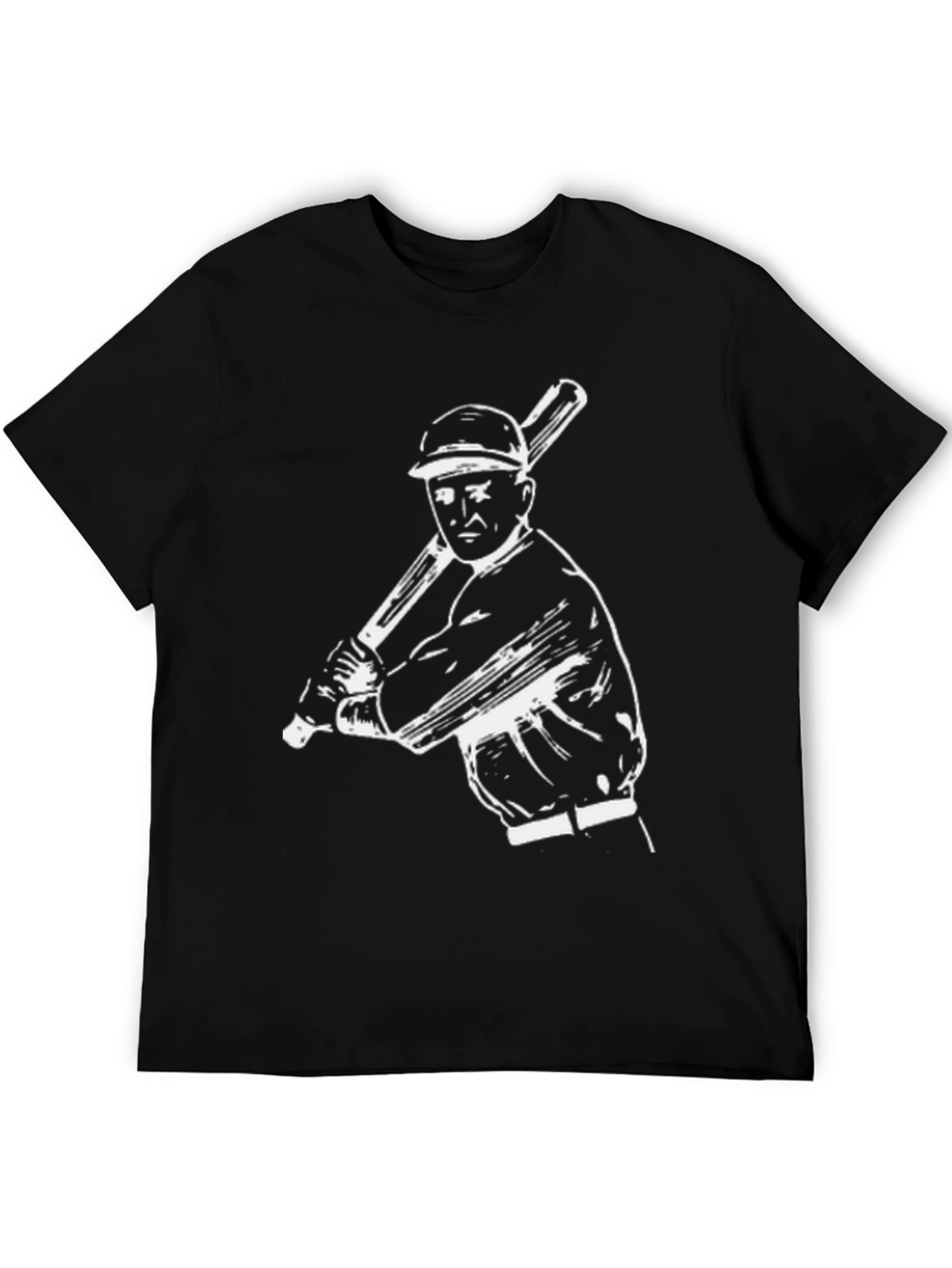 Black Baseball Player Graphic Tee - Black Cotton view 5