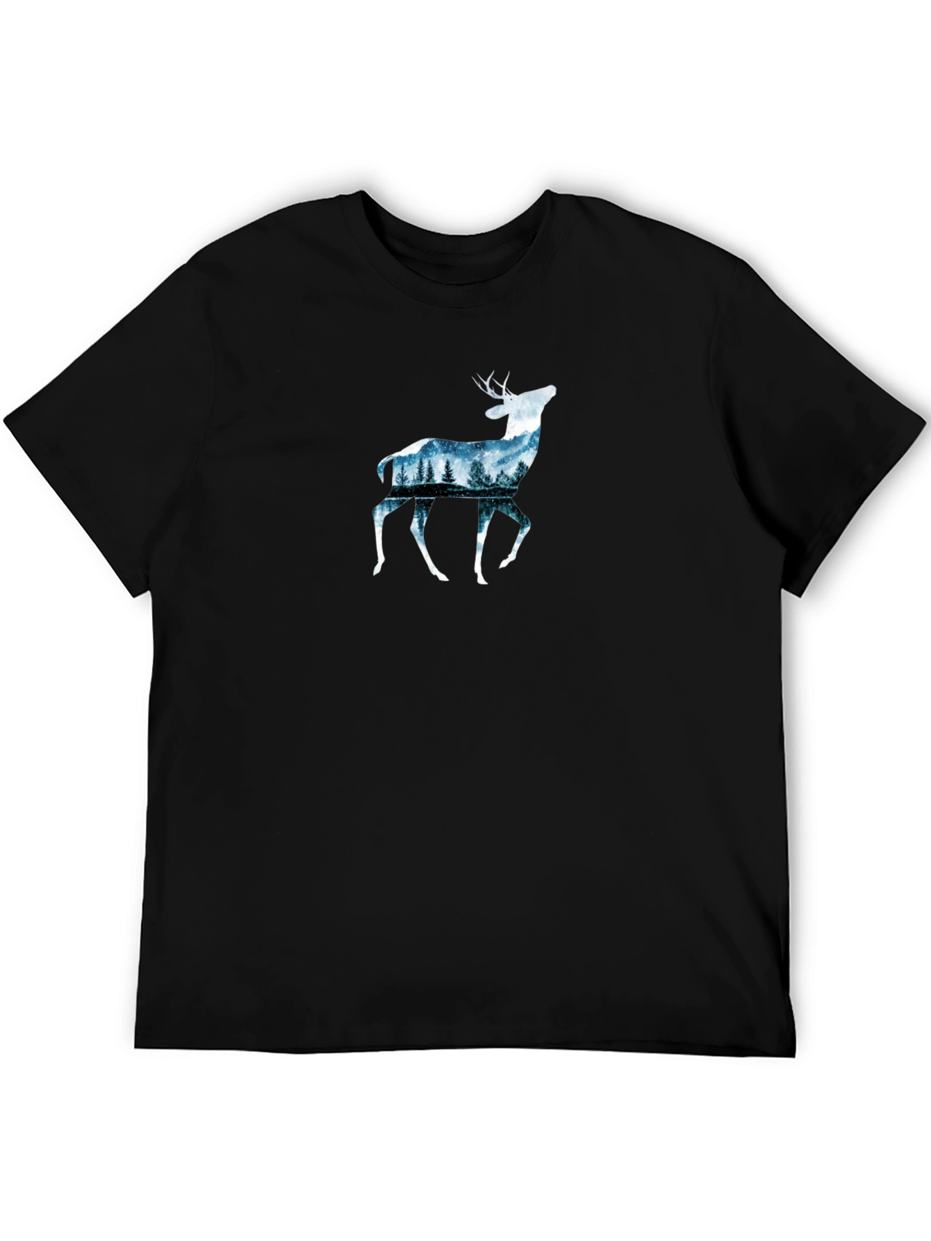 Black Deer Forest Graphic Tee - Nature Inspired Design view 5