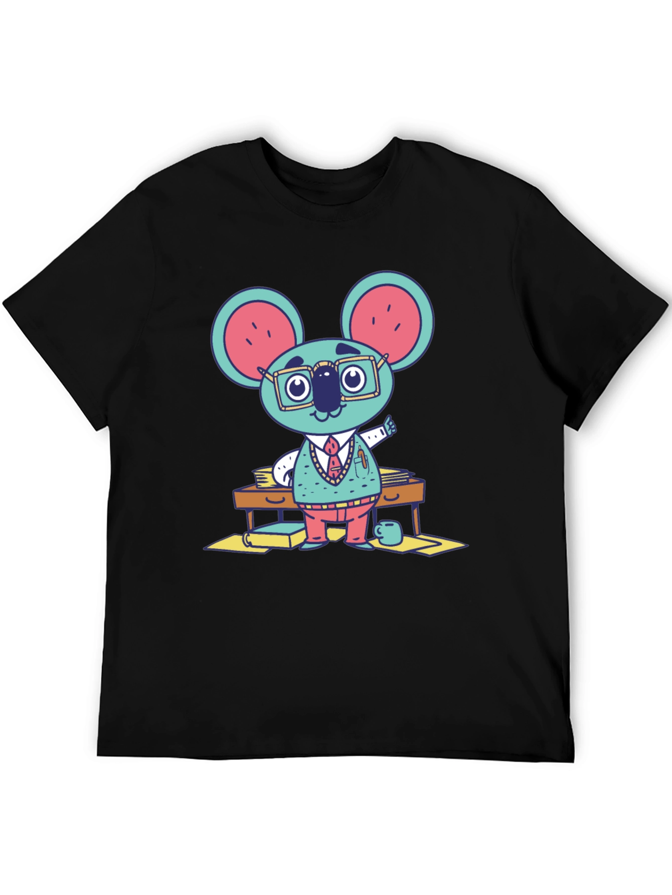 Black Quirky Koala Professor Graphic Tee view 5