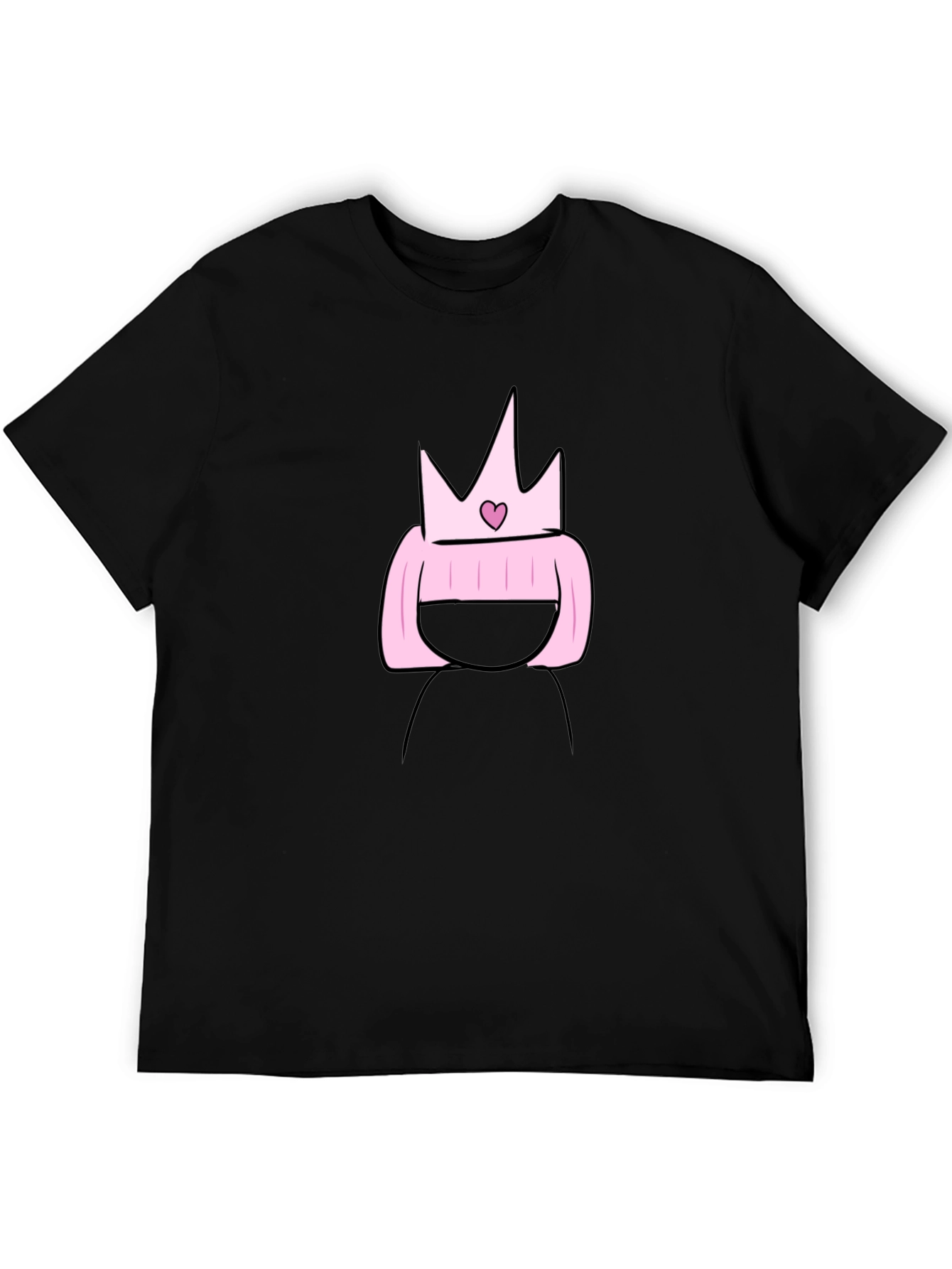 Black Cartoon Princess T-Shirt - Black Cotton Tee view 5