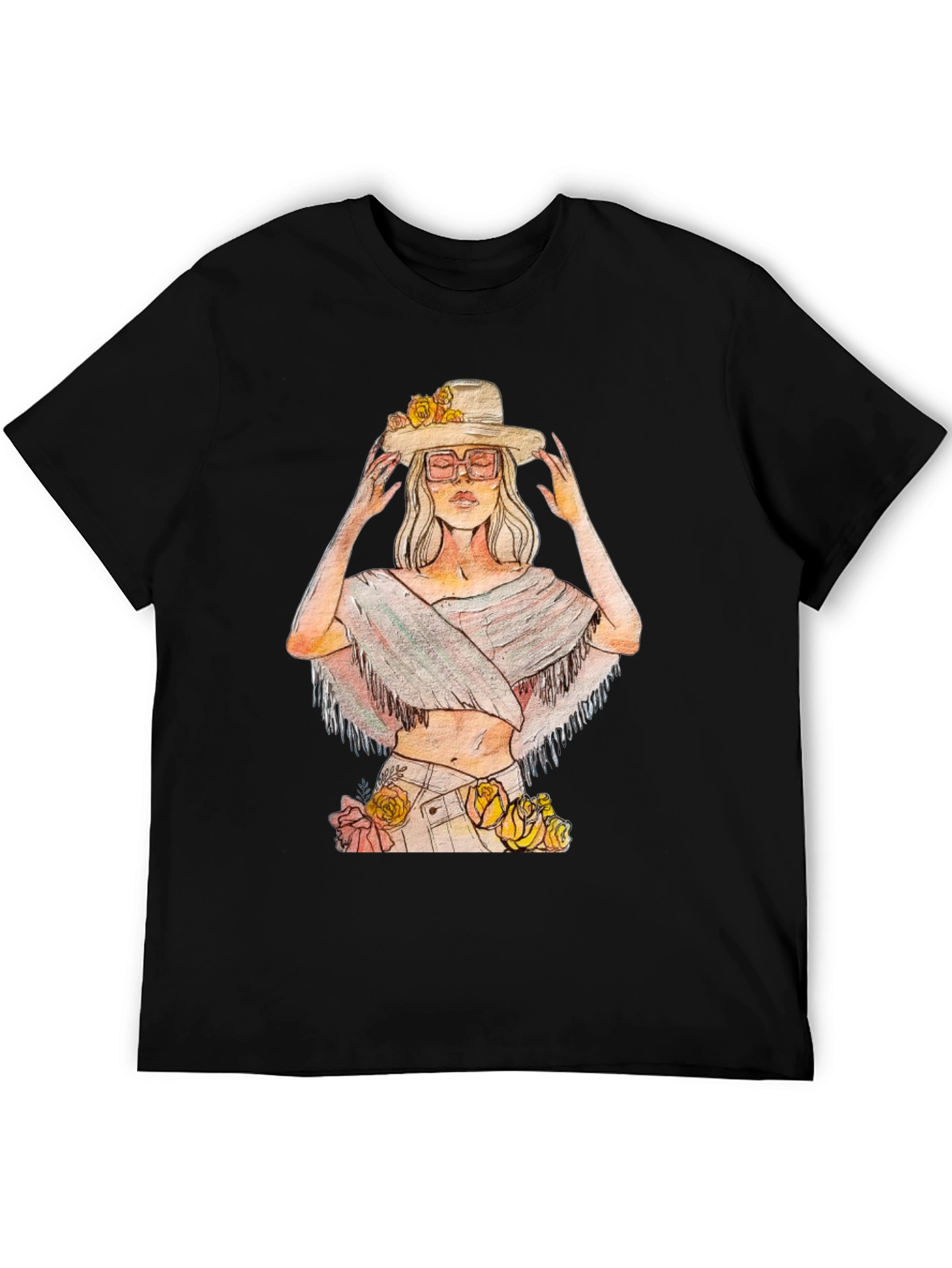 Black Boho Chic Woman's Graphic Tee view 5