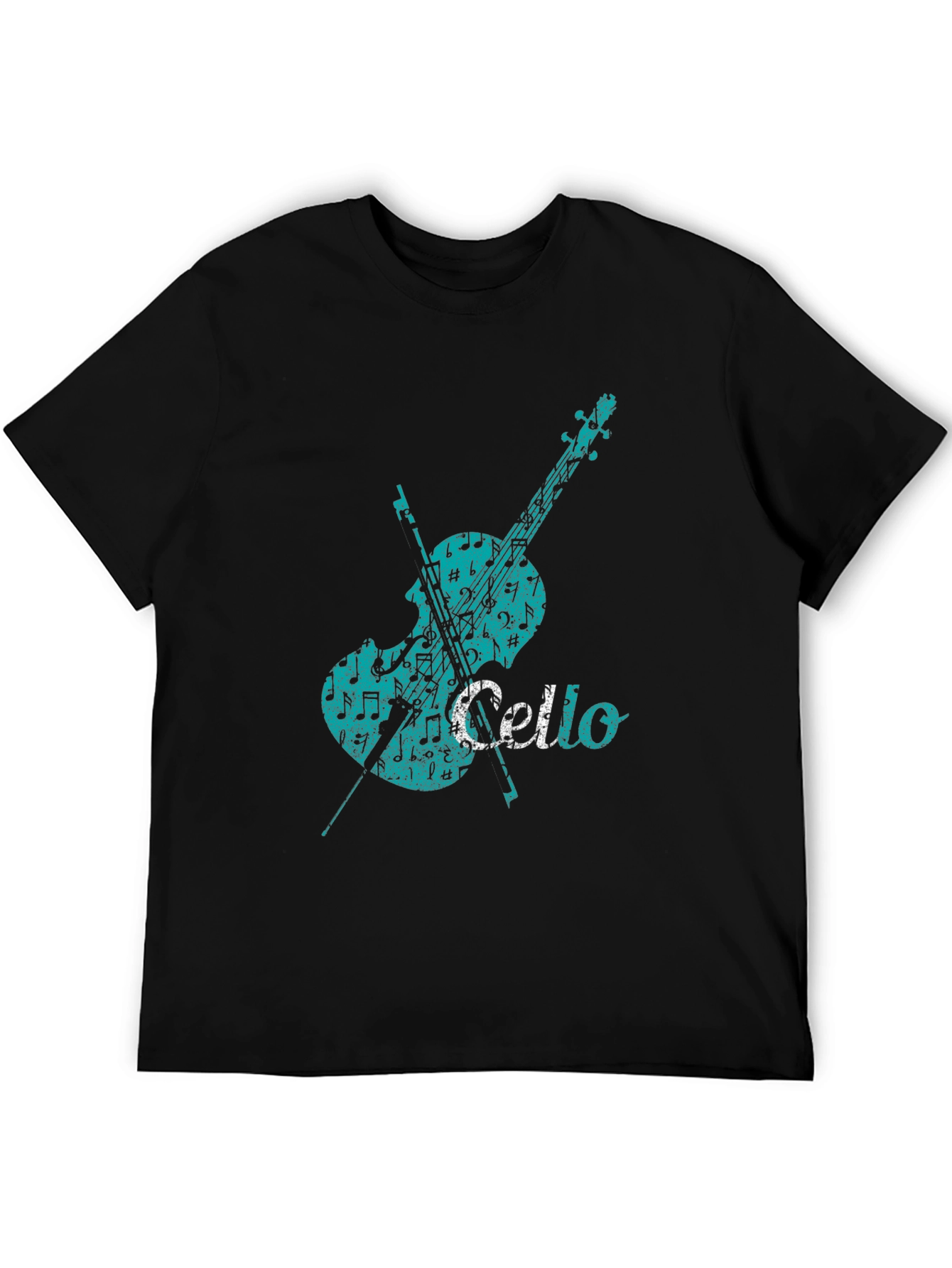 Black Cello Music Note Graphic Tee - Black Cotton view 5