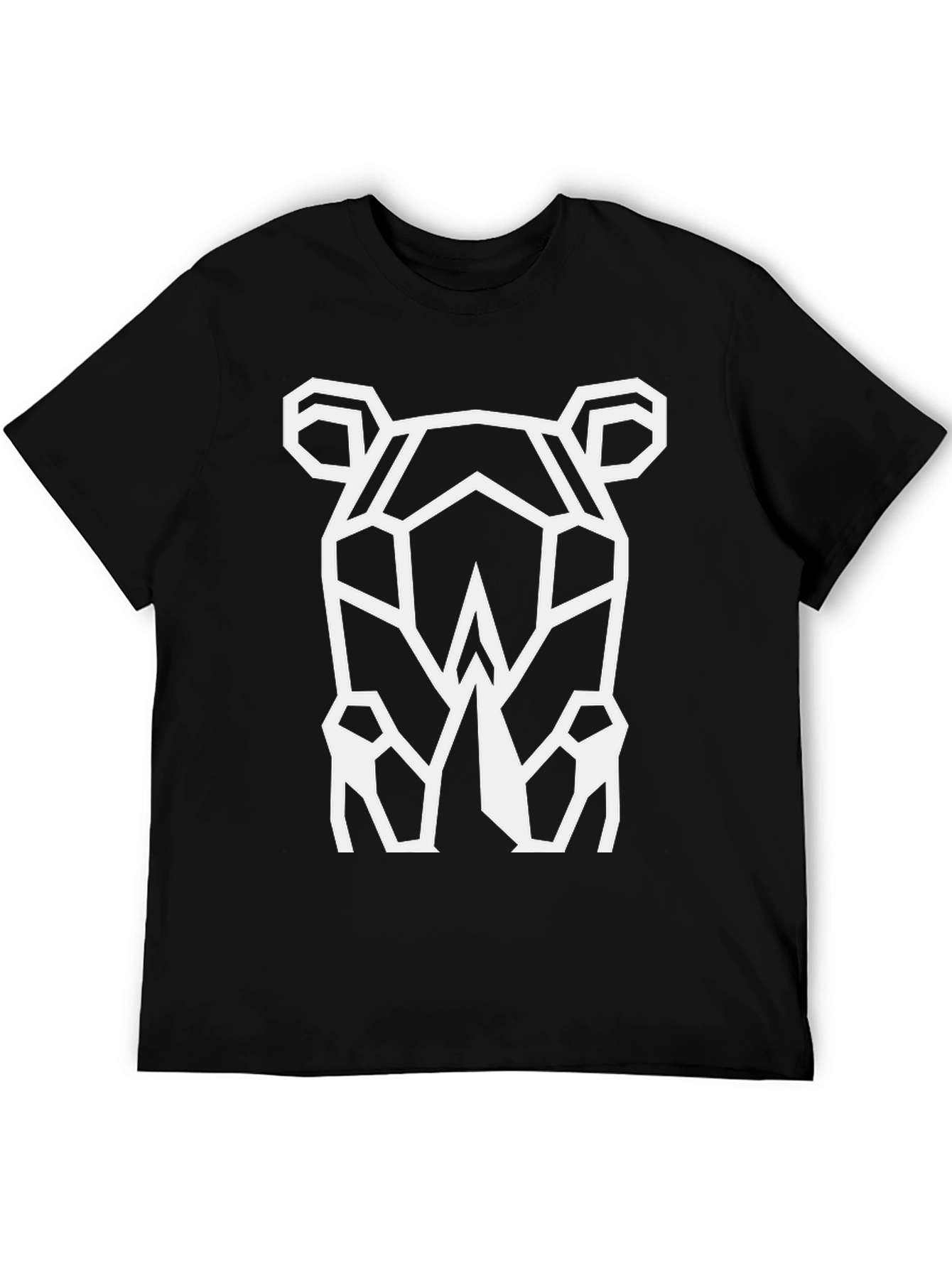 Black Geometric Rhino Graphic Tee - Cool Black T-Shirt view 5
