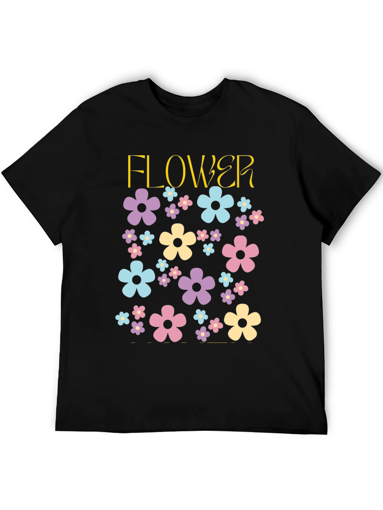 Black Floral Power T-Shirt - Retro Flower Design view 5