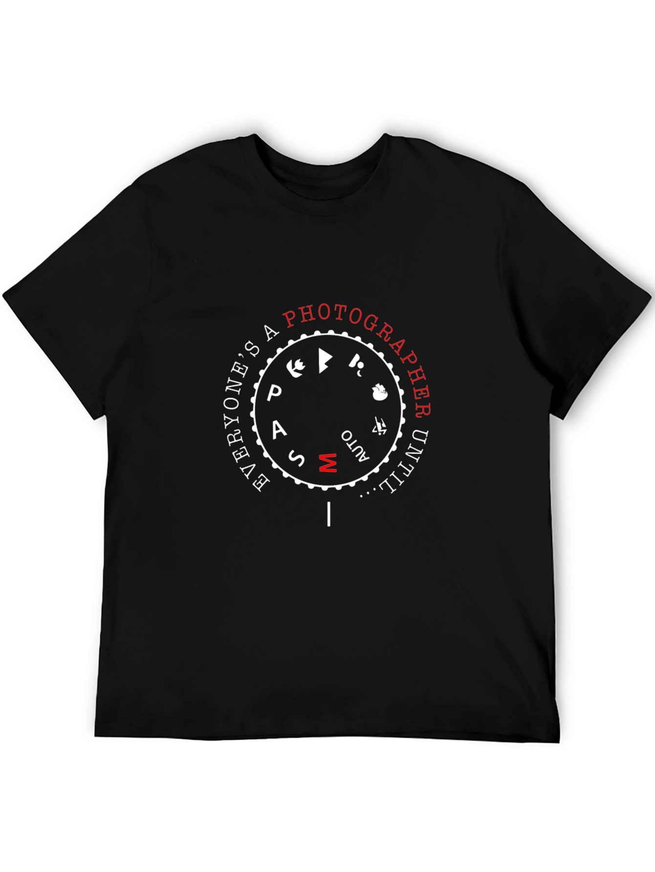 Black Photographer Mode Dial Black T-Shirt view 5