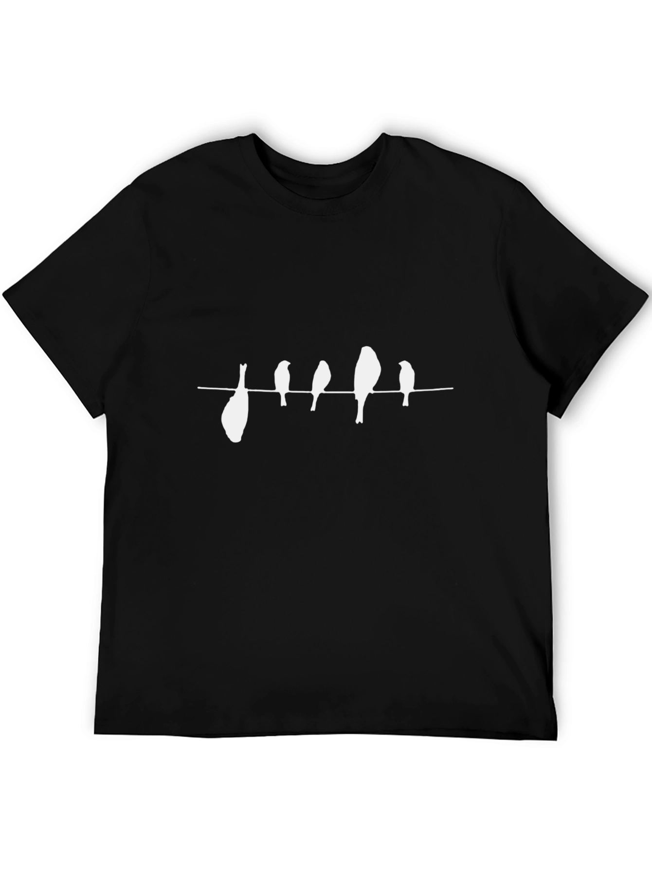 Black Birds on a Wire Graphic Tee - Men's Black T-Shirt view 5