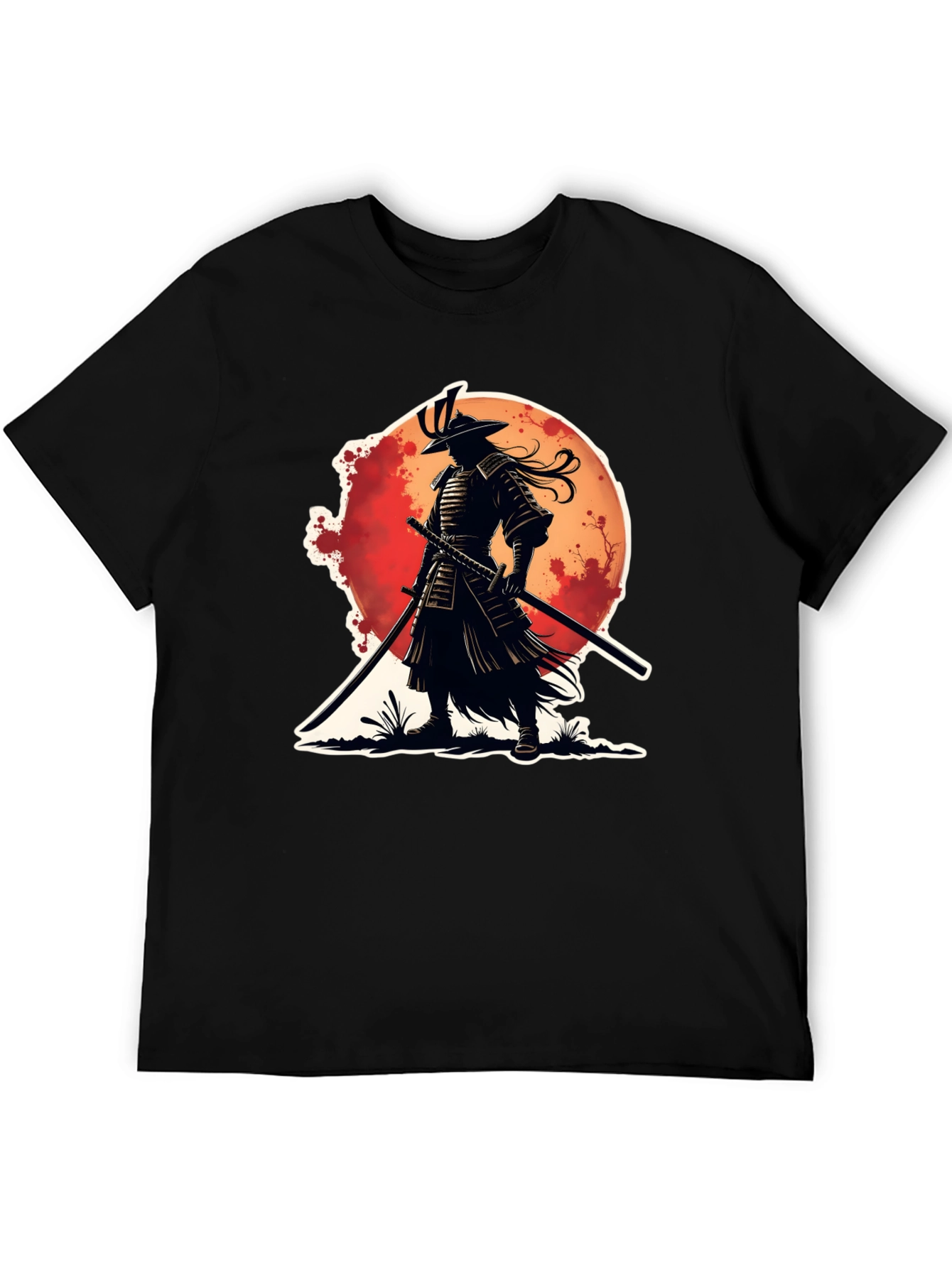 Black Samurai Warrior Graphic Tee - Black Cotton Blend view 5