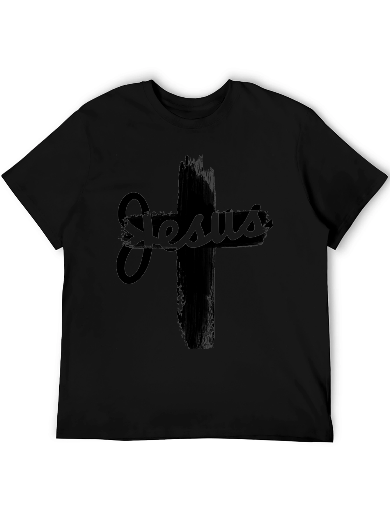 Black Jesus Cross Graphic Black T-Shirt view 5