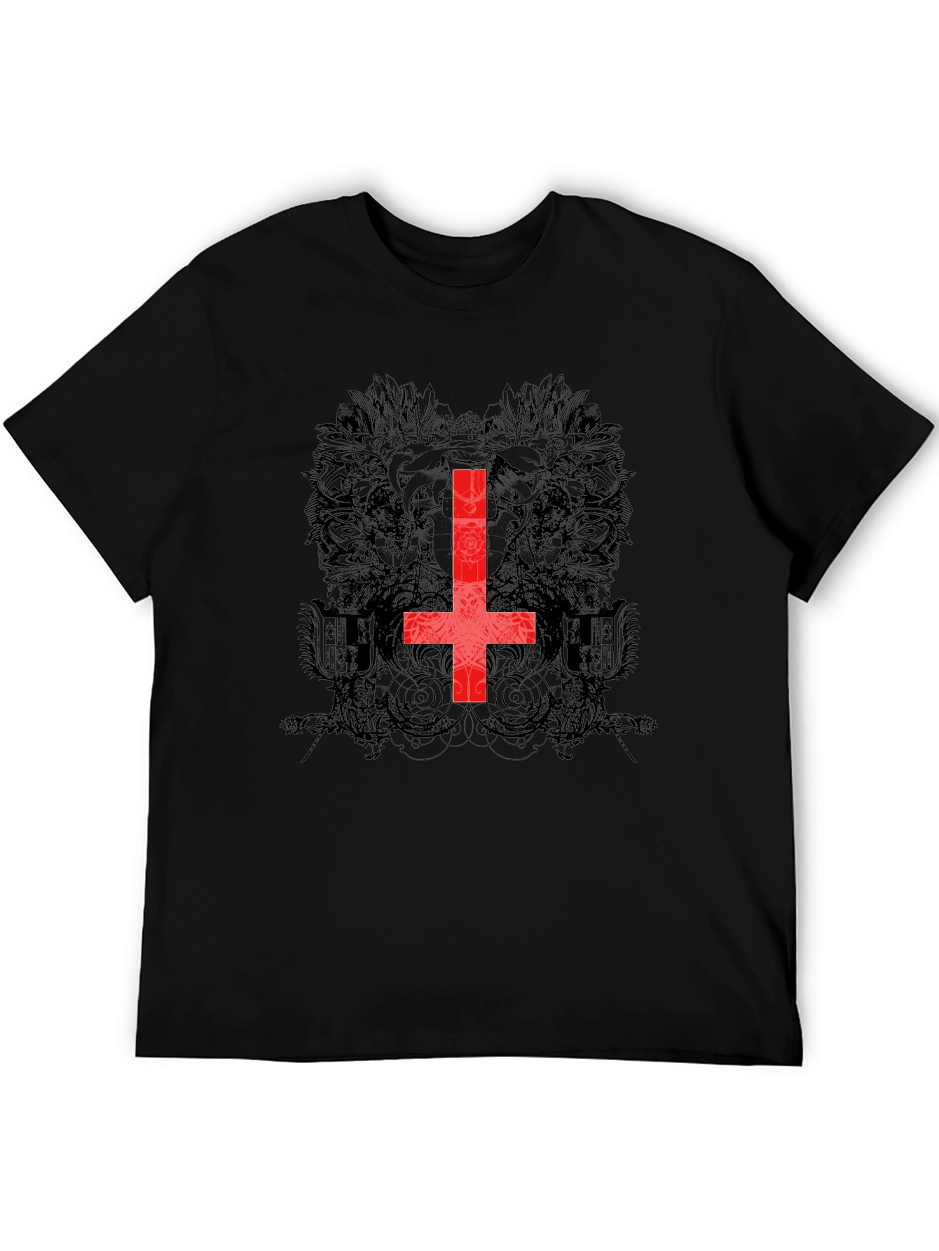 Black Inverted Cross Graphic Tee - Gothic Style view 5