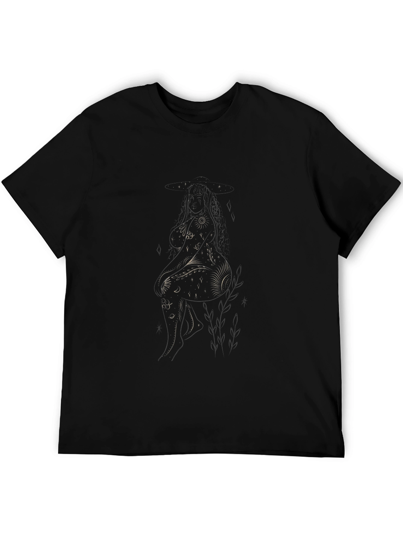 Black Celestial Woman Graphic Black Tee view 5