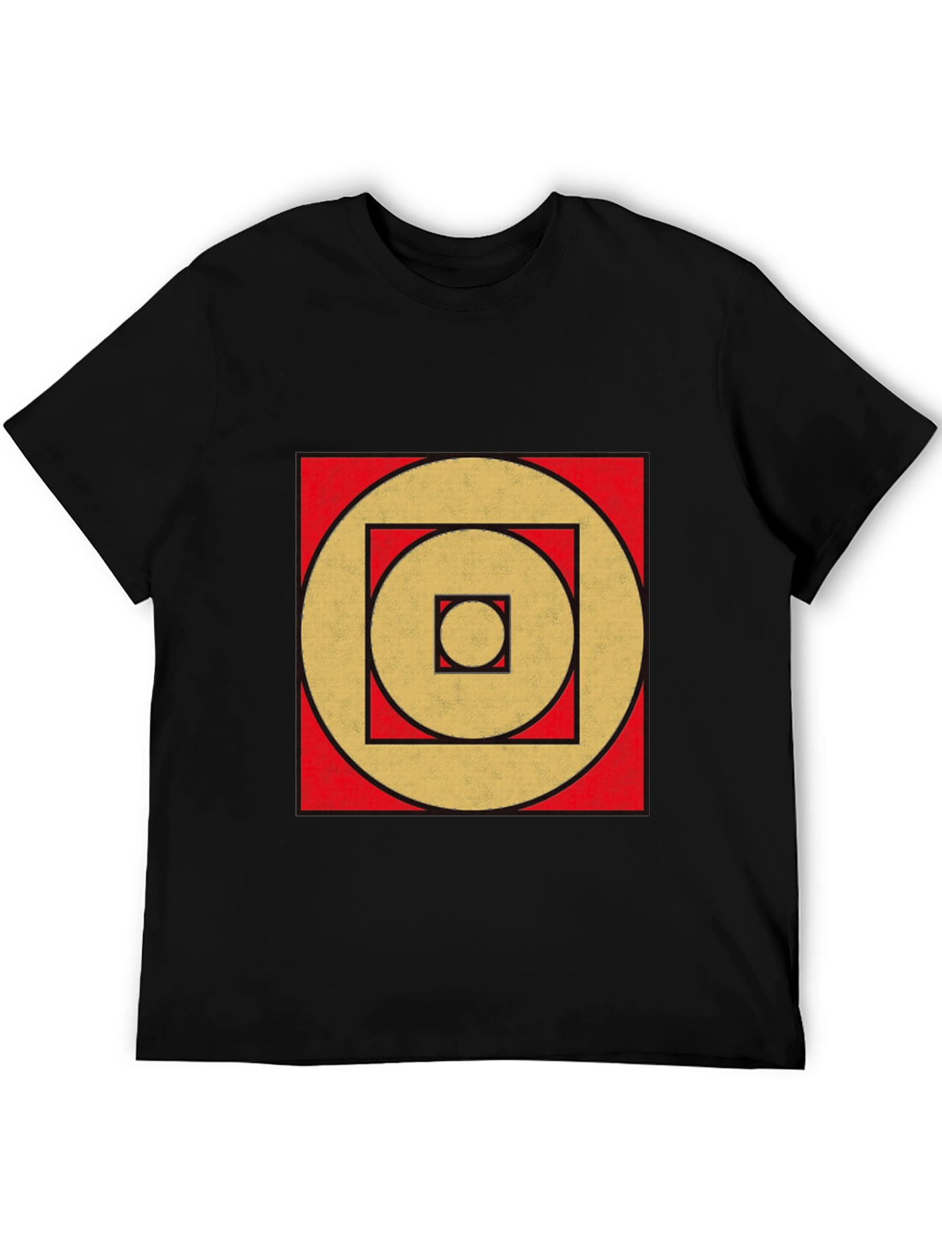 Black Geometric Gold Circle Square Black Tee view 5