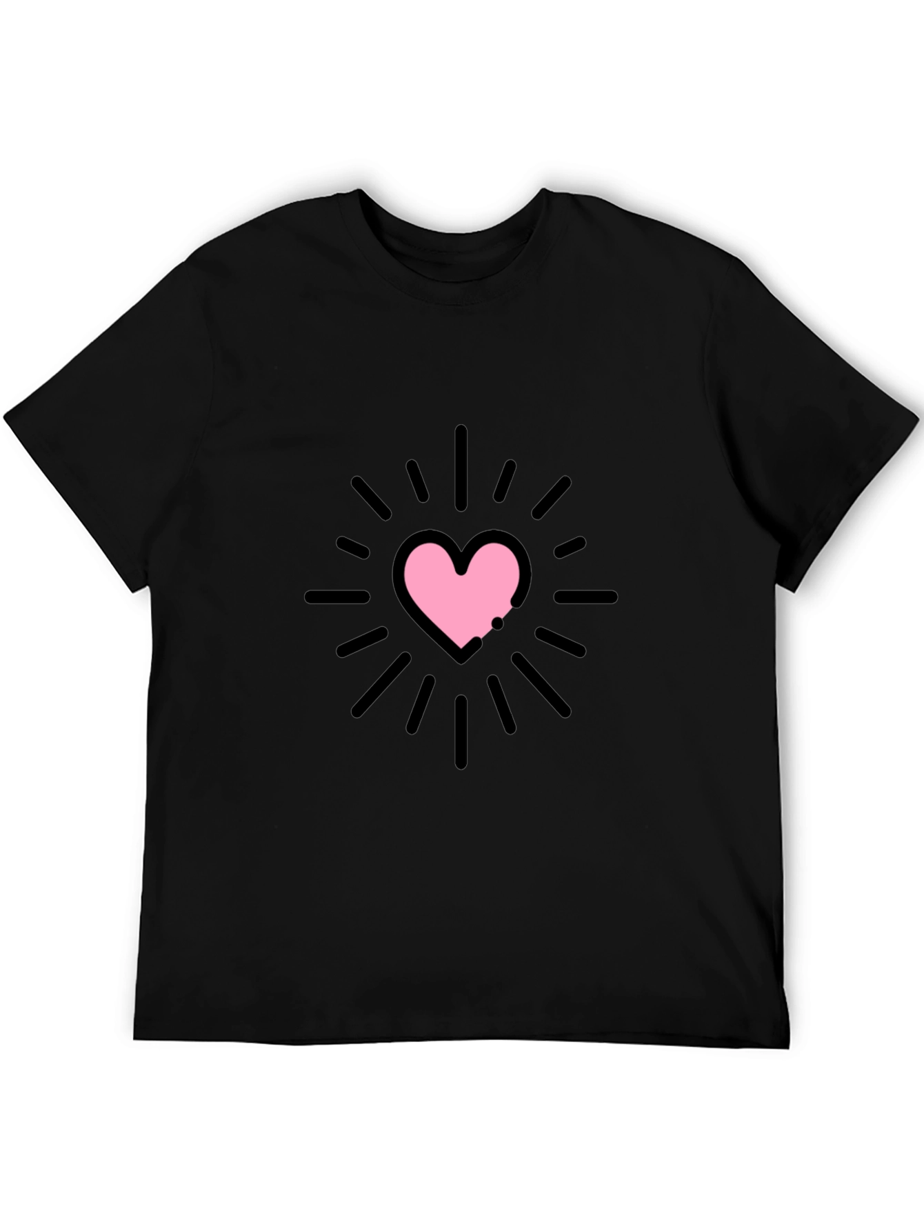 Black Heart Burst Graphic Tee - Black Unisex T-Shirt view 5