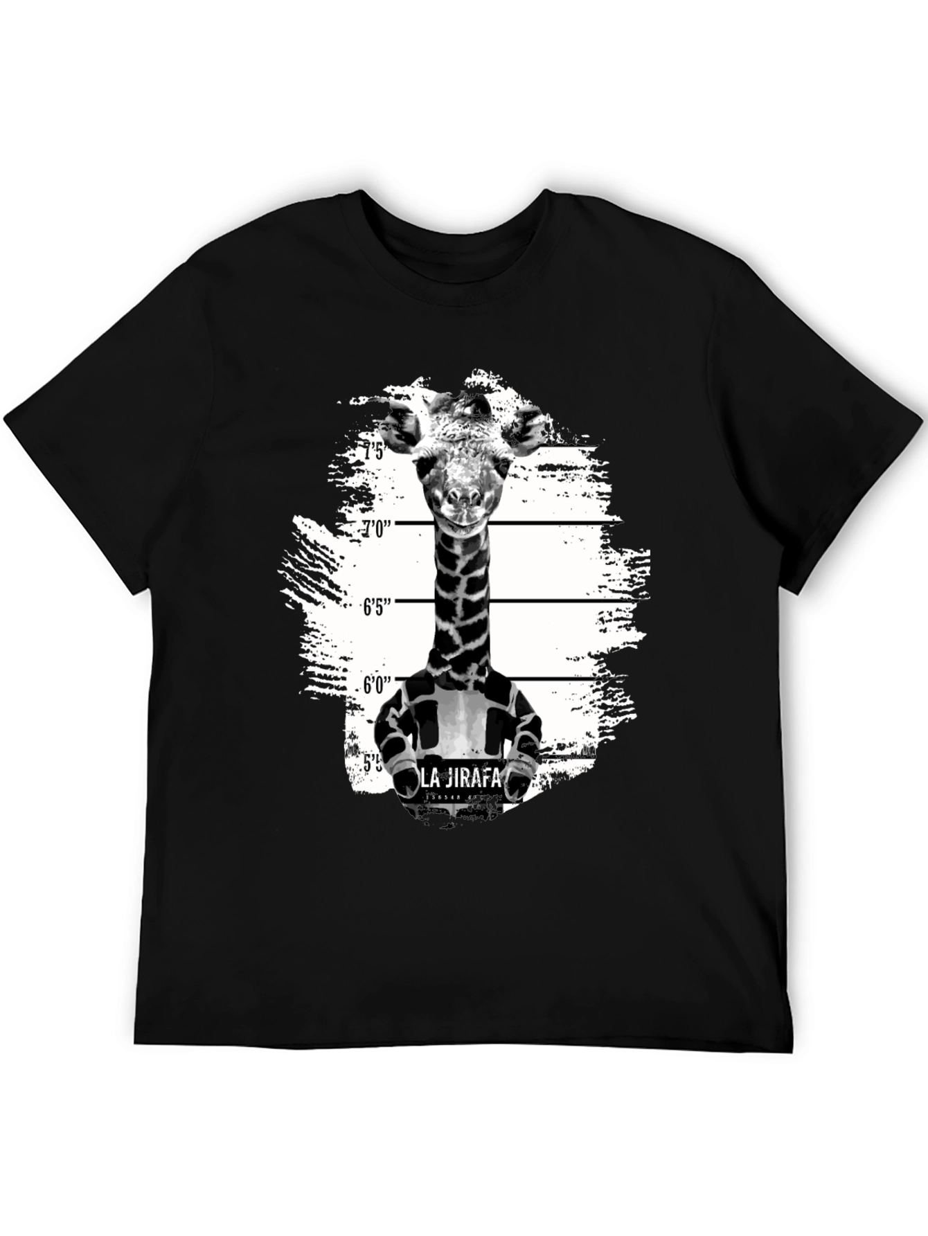 Black Giraffe Mugshot Graphic T-Shirt - Funny Animal Tee view 5