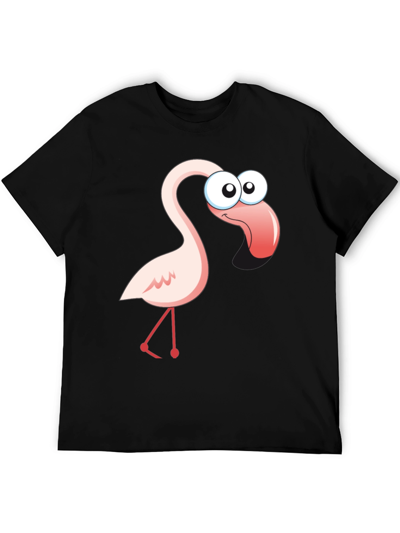 Black Cartoon Flamingo Graphic T-Shirt view 5