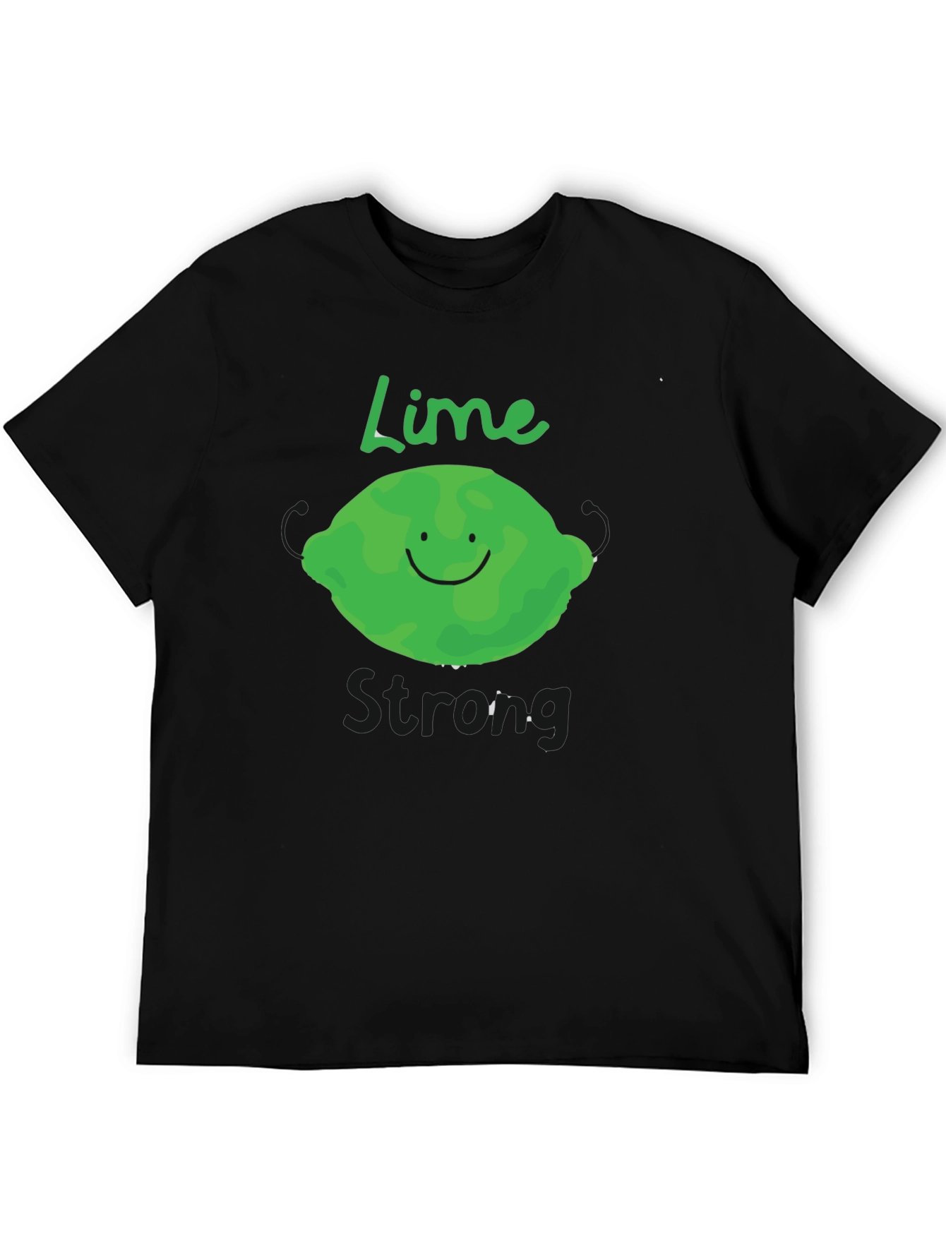 Black Lime Strong Black T-Shirt - Funny Fruit Graphic Tee view 5