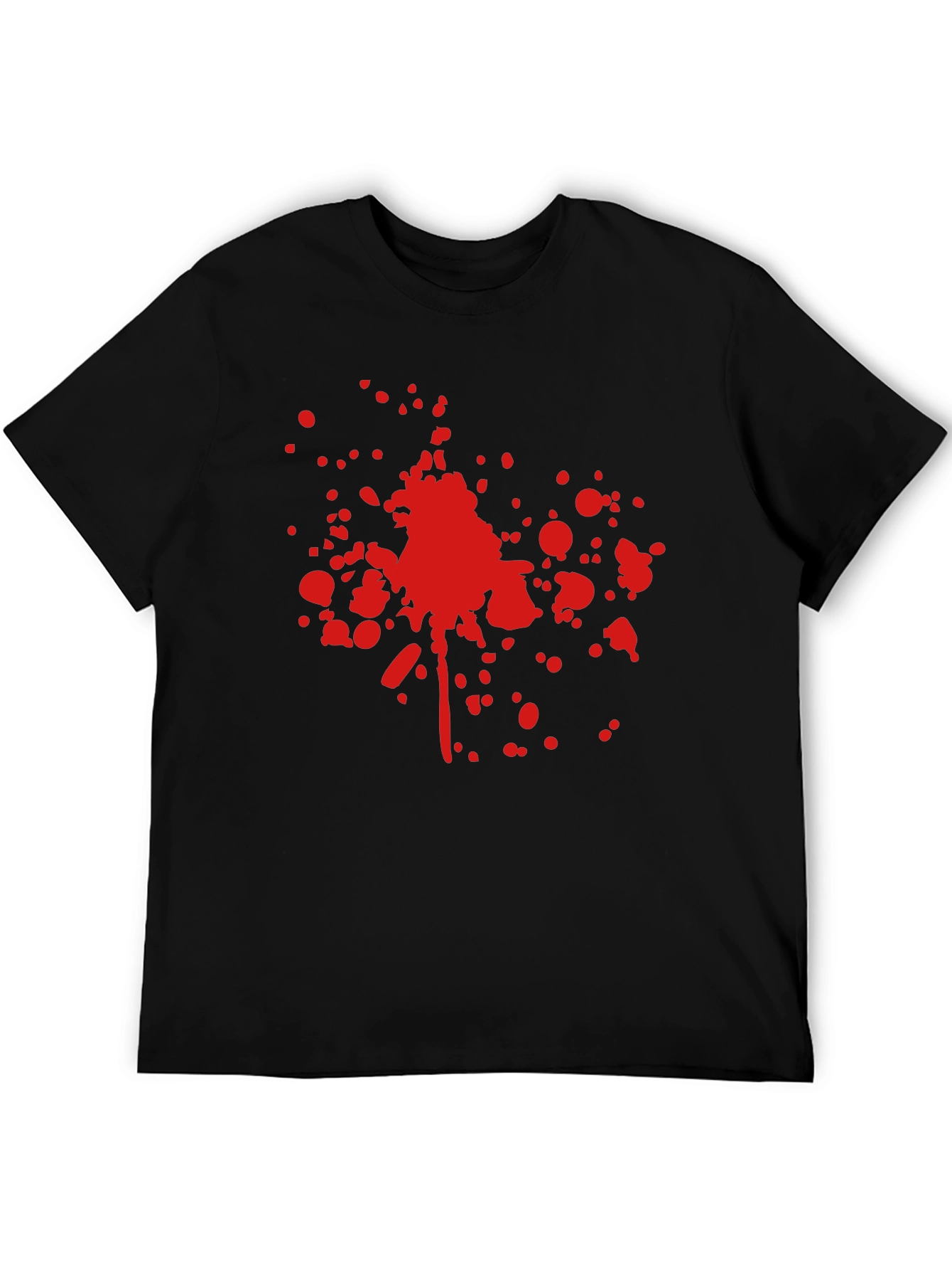 Black Red Splatter Print Black T-Shirt view 5