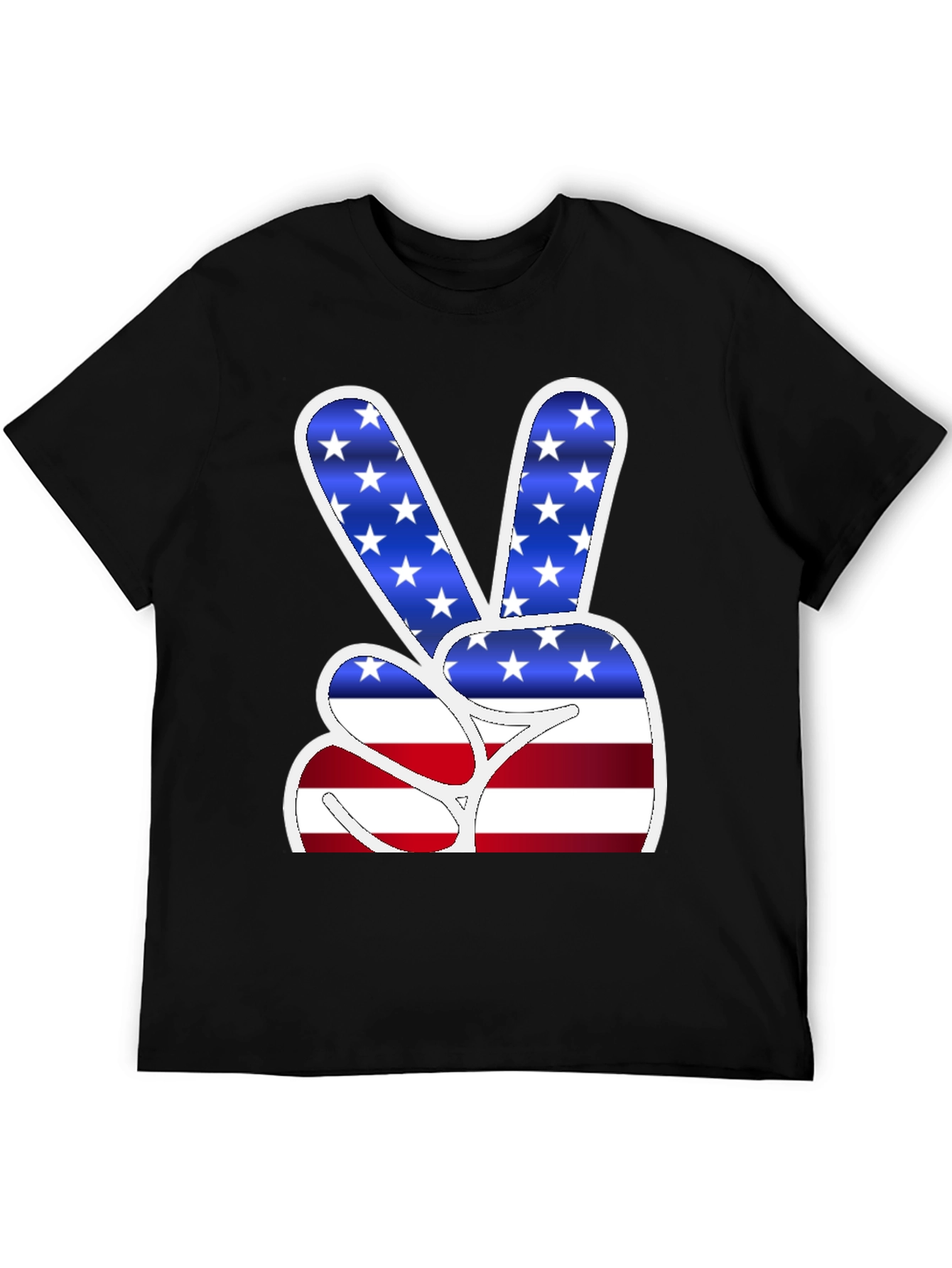 Black American Flag Peace Sign Graphic T-Shirt view 5