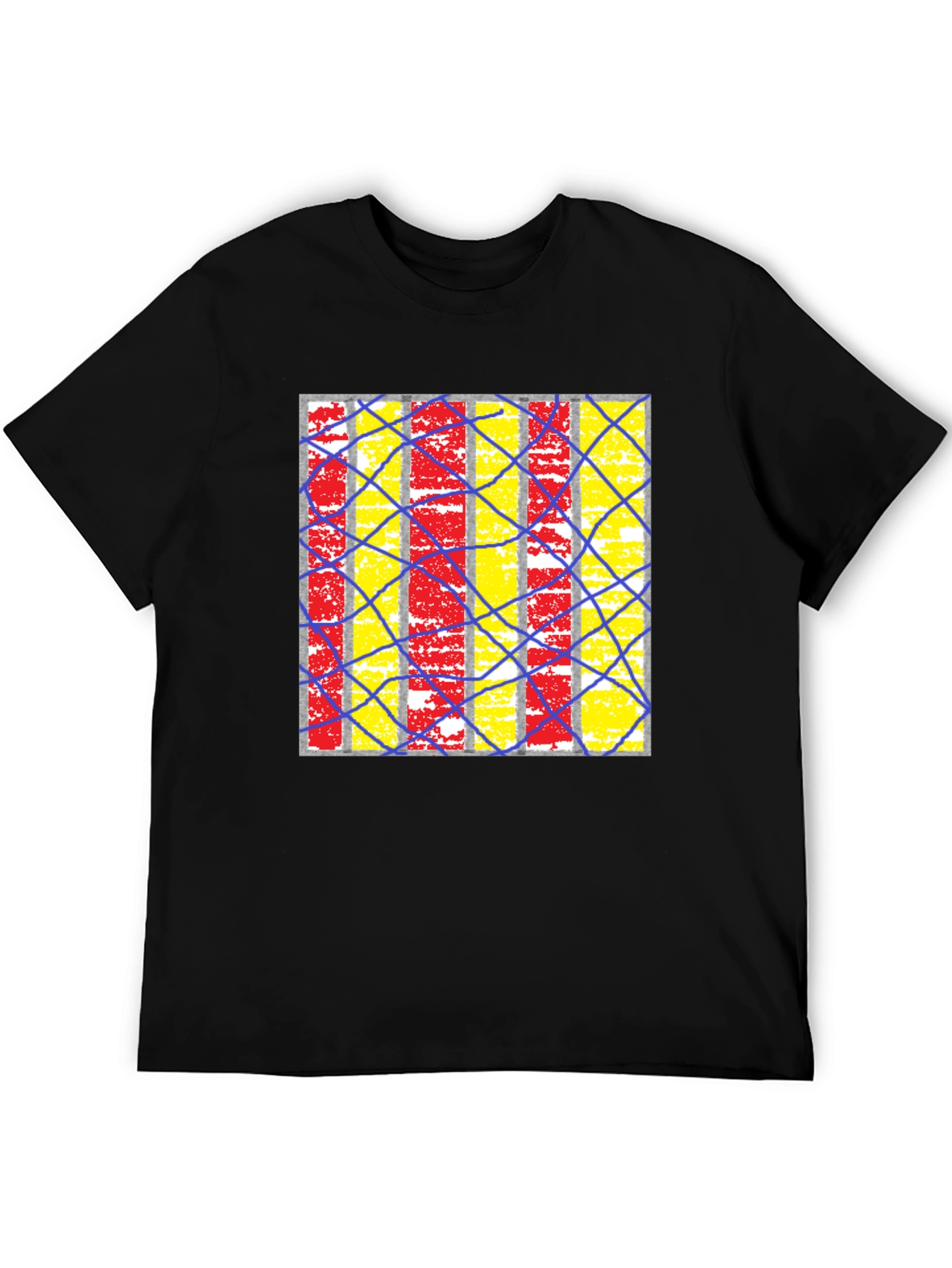 Black Abstract Graphic Print Crew Neck T-Shirt view 5