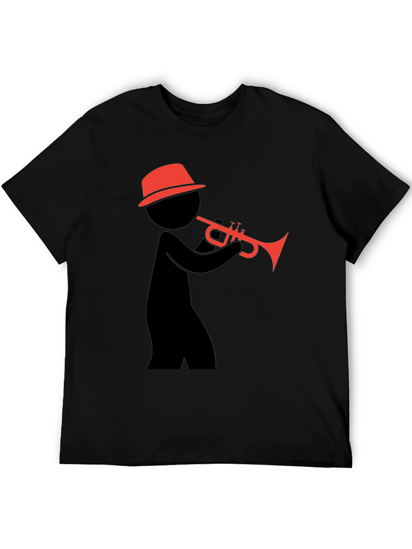 Black Cool Black T-Shirt with Trumpet Player Graphic view 5