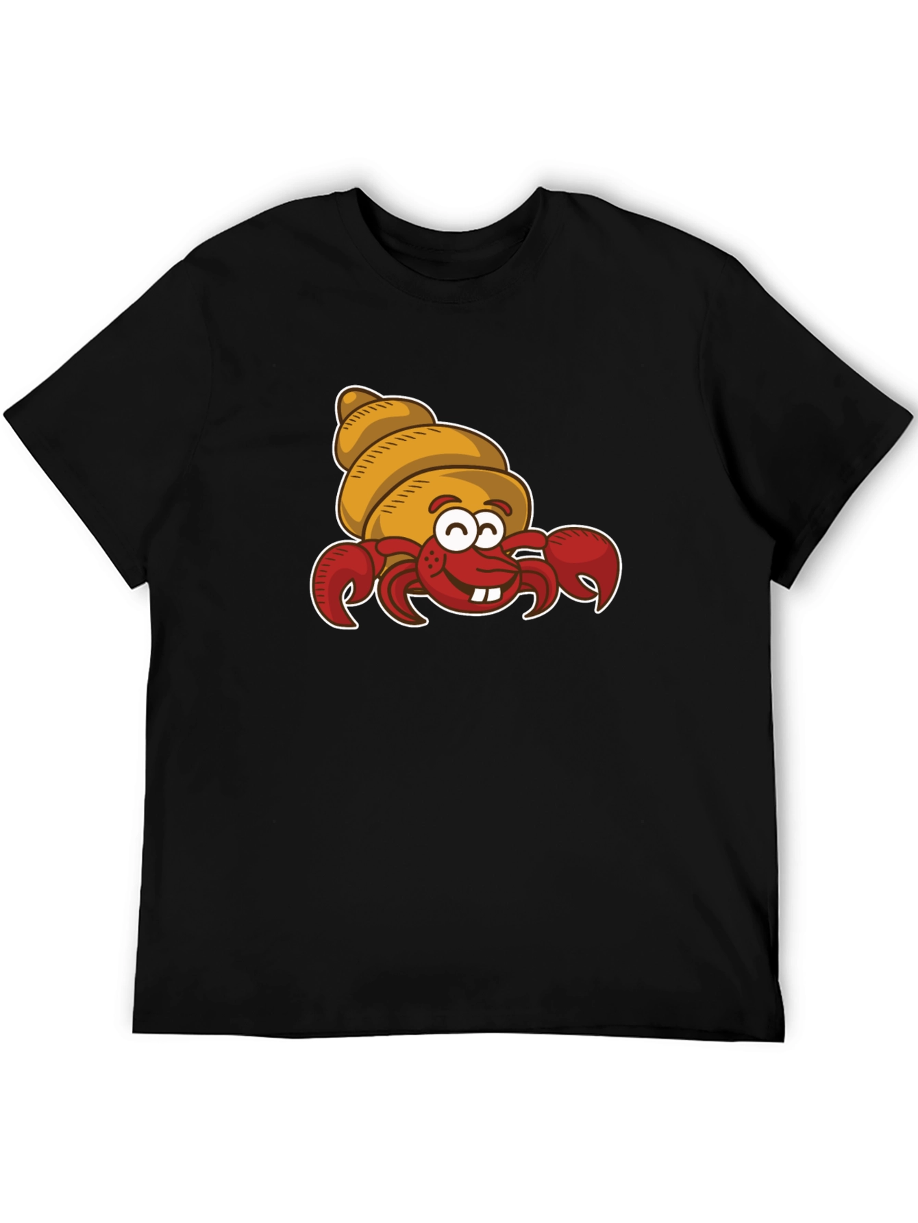 Black Cartoon Hermit Crab Graphic T-Shirt view 5